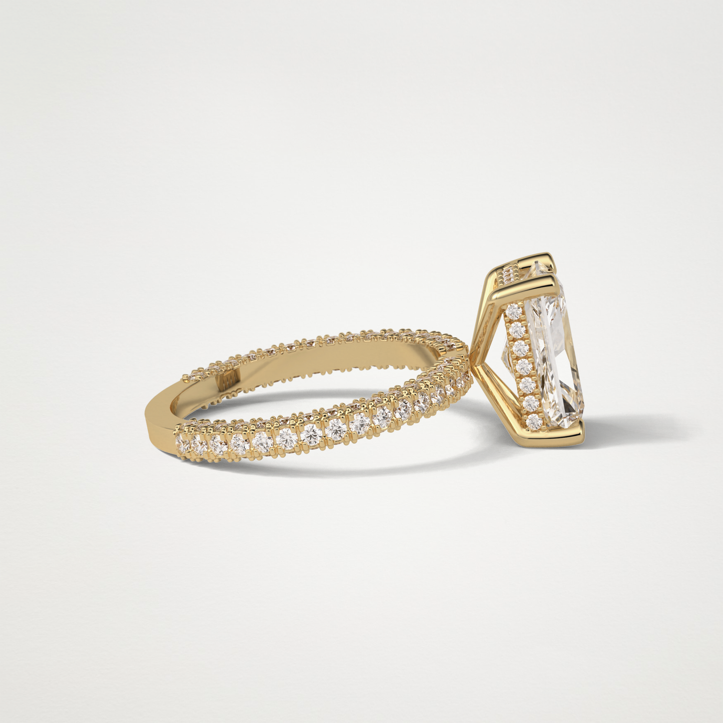 Radiant Hidden Halo & Pave Moissanite Engagement Ring – 2.6 CT Lab-Created Brilliance in 10K/14K/18K Gold