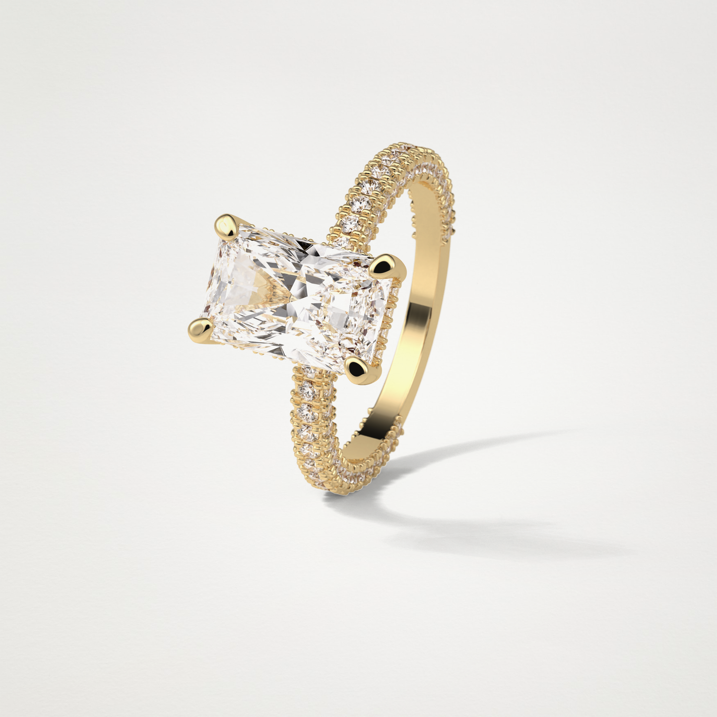 Radiant Hidden Halo & Pave Moissanite Engagement Ring – 2.6 CT Lab-Created Brilliance in 10K/14K/18K Gold