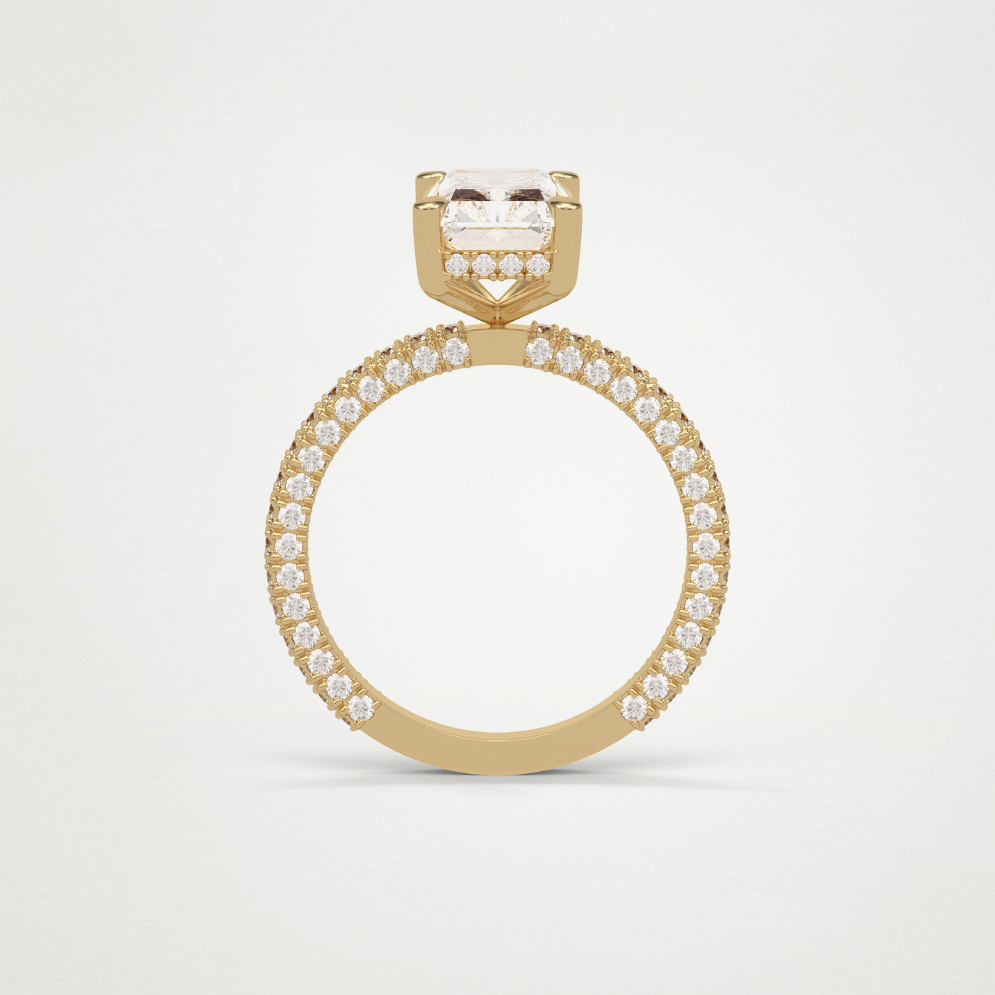Radiant Hidden Halo & Pave Moissanite Engagement Ring – 2.6 CT Lab-Created Brilliance in 10K/14K/18K Gold