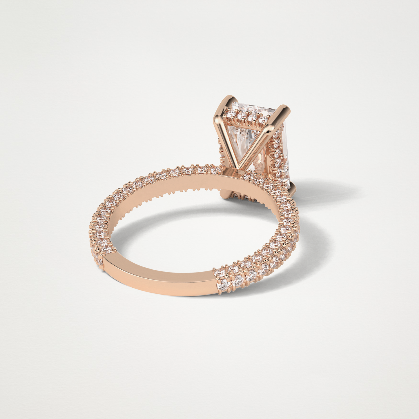 Radiant Hidden Halo & Pave Moissanite Engagement Ring – 2.6 CT Lab-Created Brilliance in 10K/14K/18K Gold
