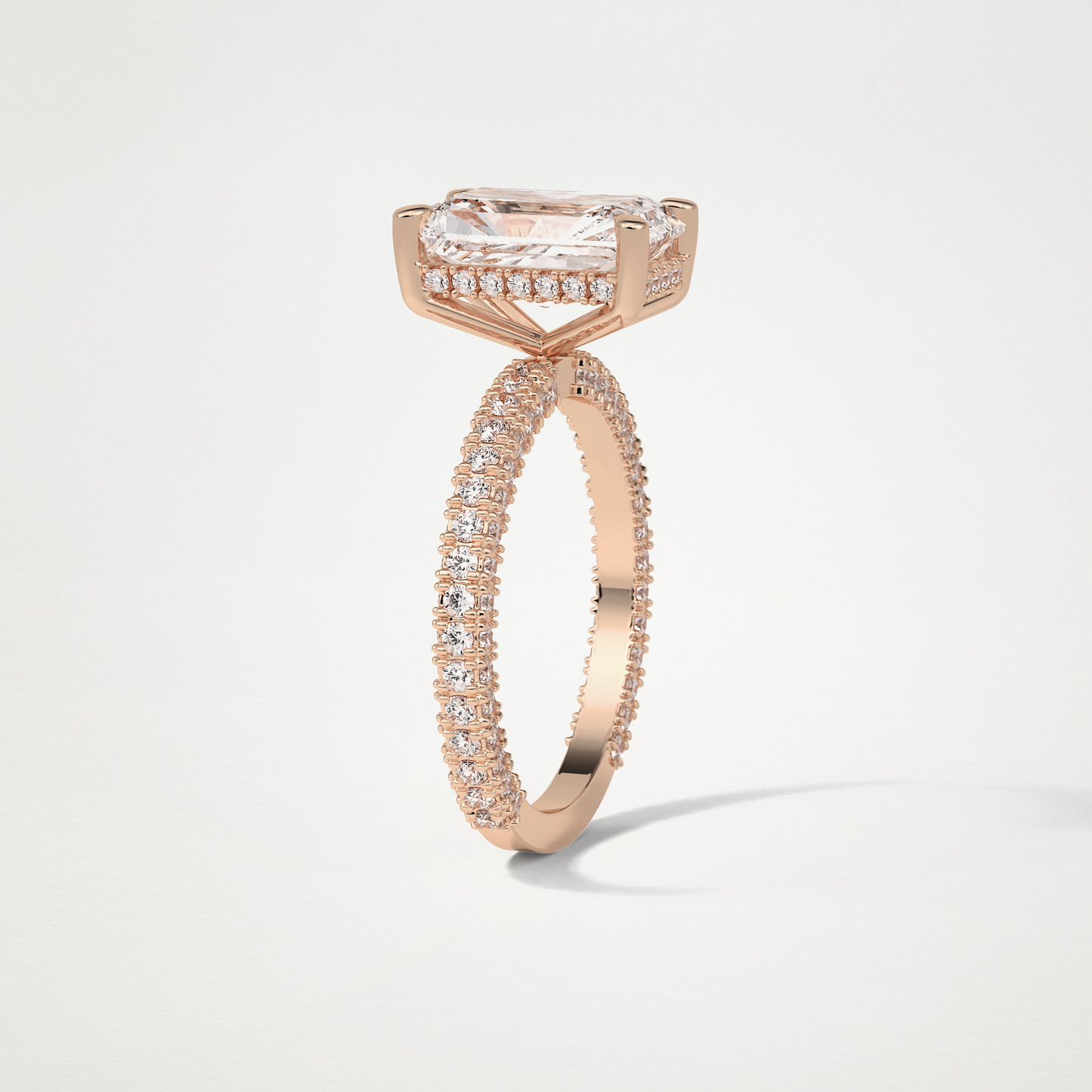 Radiant Hidden Halo & Pave Moissanite Engagement Ring – 2.6 CT Lab-Created Brilliance in 10K/14K/18K Gold