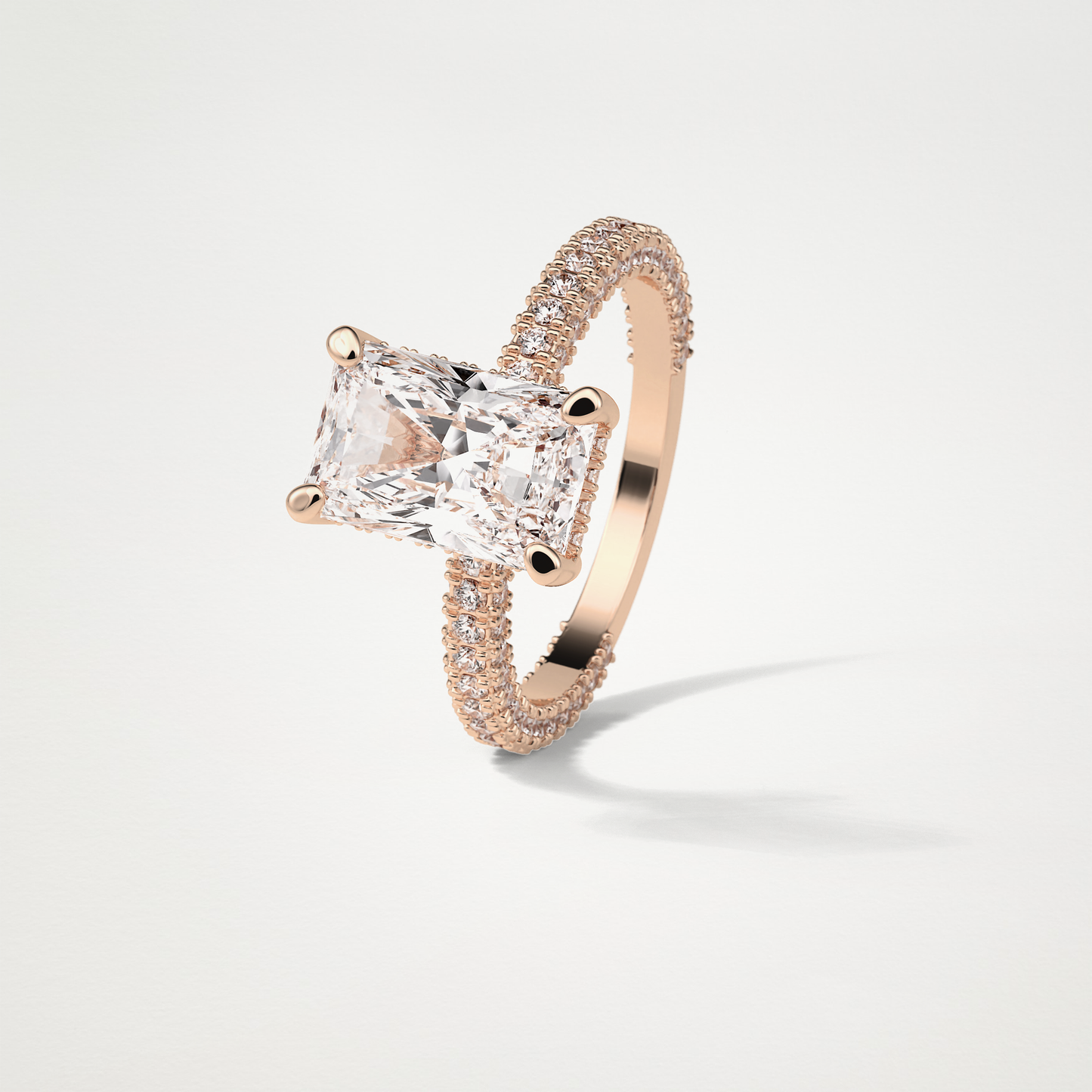 Radiant Hidden Halo & Pave Moissanite Engagement Ring – 2.6 CT Lab-Created Brilliance in 10K/14K/18K Gold