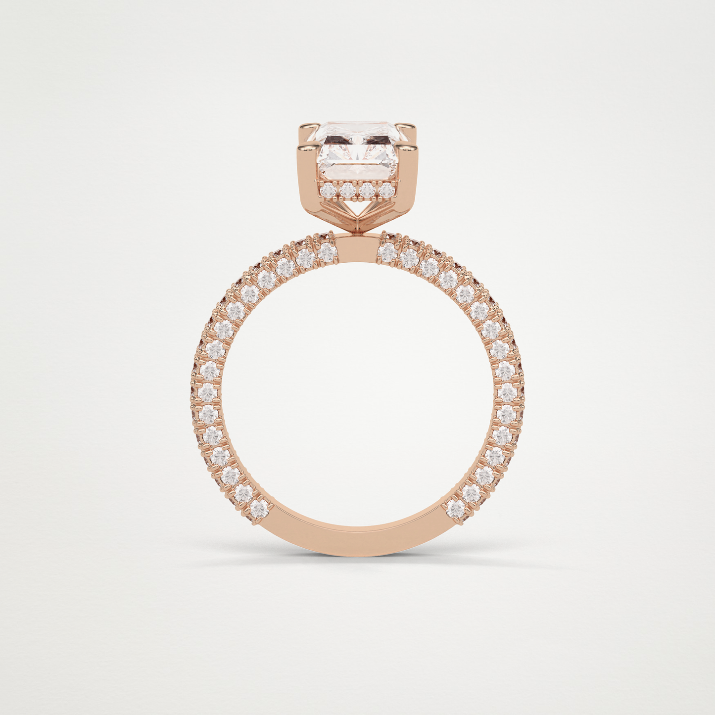 Radiant Hidden Halo & Pave Moissanite Engagement Ring – 2.6 CT Lab-Created Brilliance in 10K/14K/18K Gold