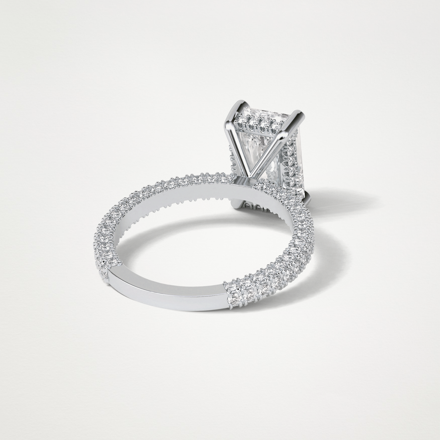 Radiant Hidden Halo & Pave Moissanite Engagement Ring – 2.6 CT Lab-Created Brilliance in 10K/14K/18K Gold