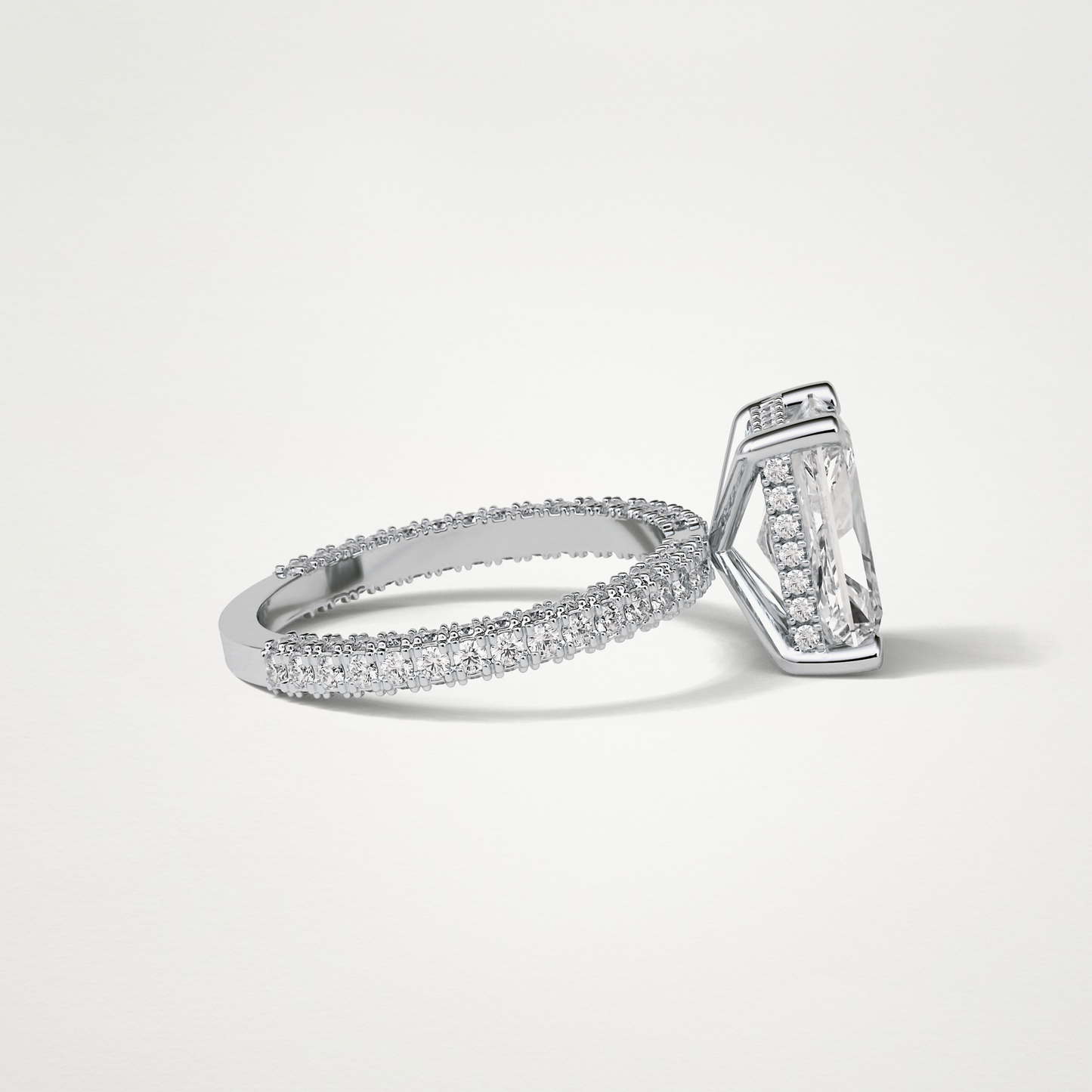 Radiant Hidden Halo & Pave Moissanite Engagement Ring – 2.6 CT Lab-Created Brilliance in 10K/14K/18K Gold