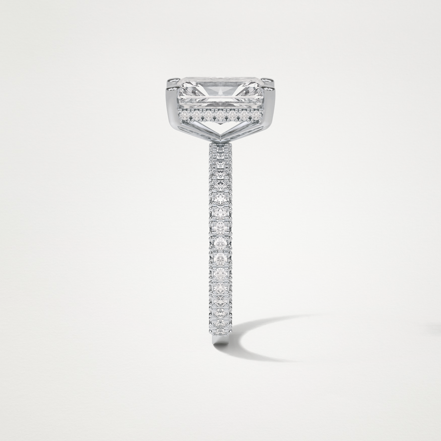 Radiant Hidden Halo & Pave Moissanite Engagement Ring – 2.6 CT Lab-Created Brilliance in 10K/14K/18K Gold