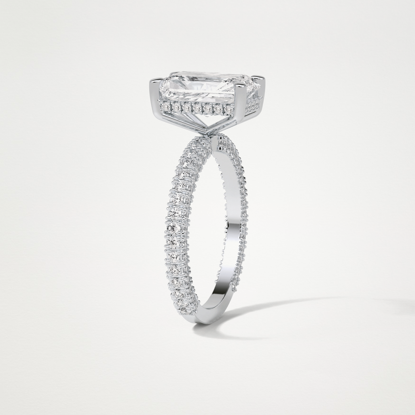 Radiant Hidden Halo & Pave Moissanite Engagement Ring – 2.6 CT Lab-Created Brilliance in 10K/14K/18K Gold