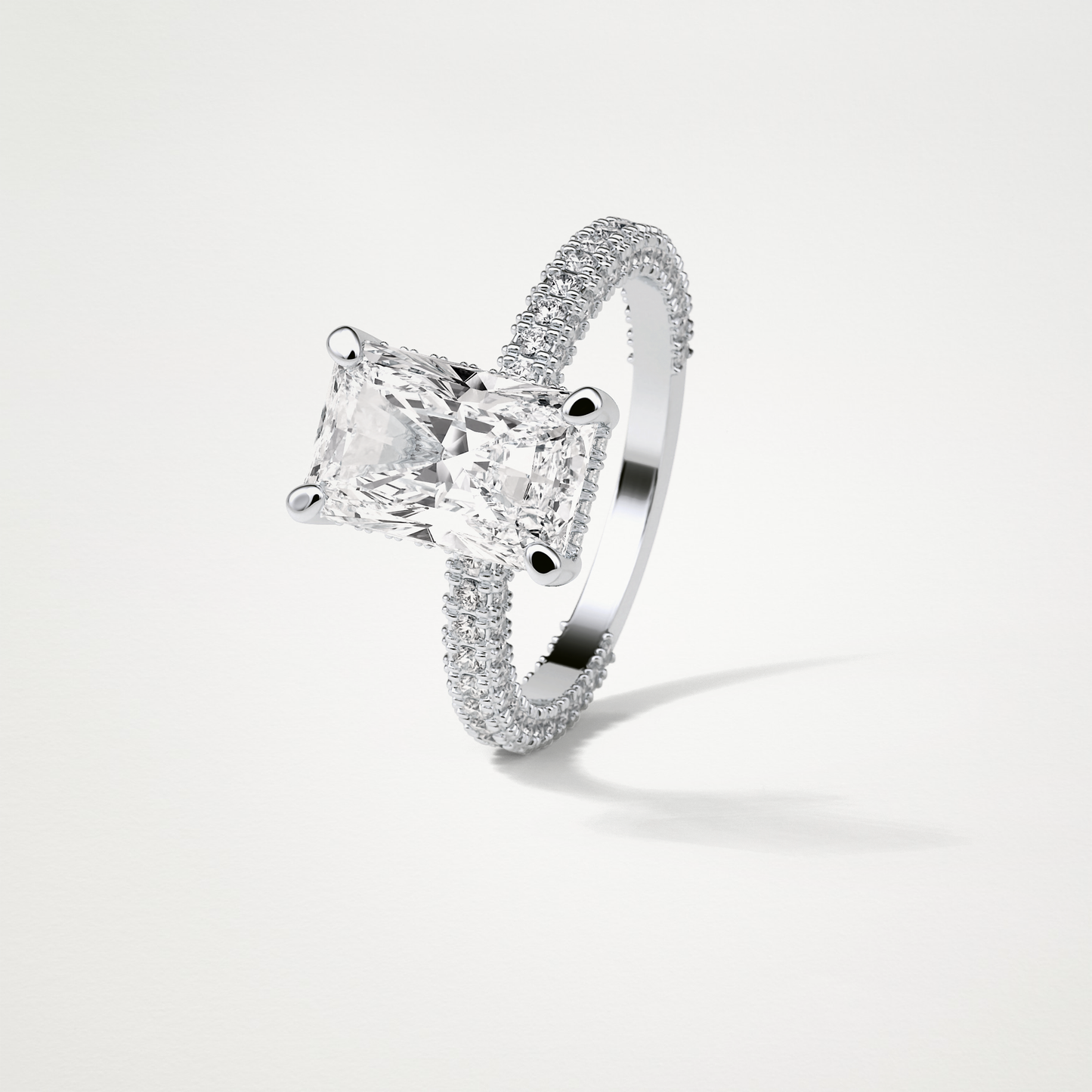 Radiant Hidden Halo & Pave Moissanite Engagement Ring – 2.6 CT Lab-Created Brilliance in 10K/14K/18K Gold