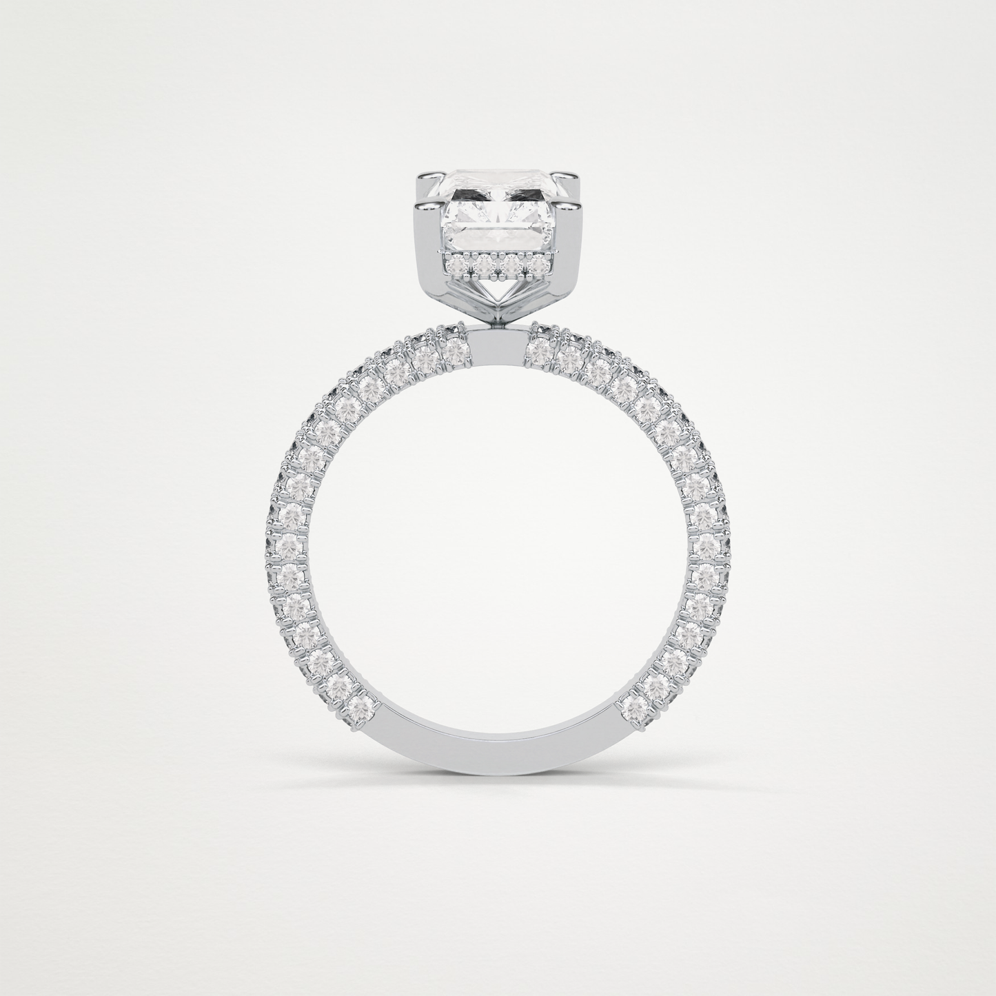 Radiant Hidden Halo & Pave Moissanite Engagement Ring – 2.6 CT Lab-Created Brilliance in 10K/14K/18K Gold