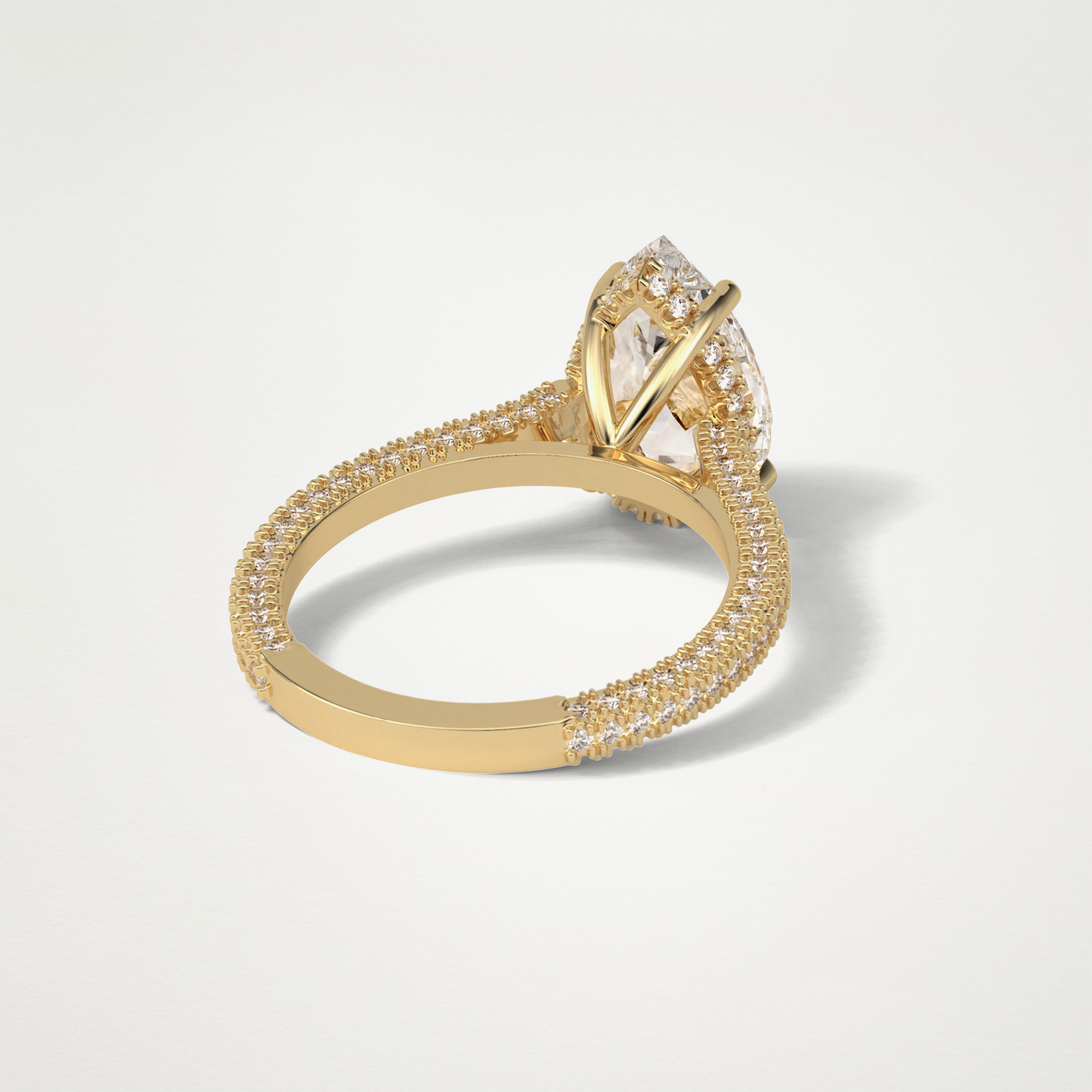 Pear Hidden Halo & Pave Moissanite Engagement Ring – 3.1 CT Lab-Created Brilliance in 10K/14K/18K Gold