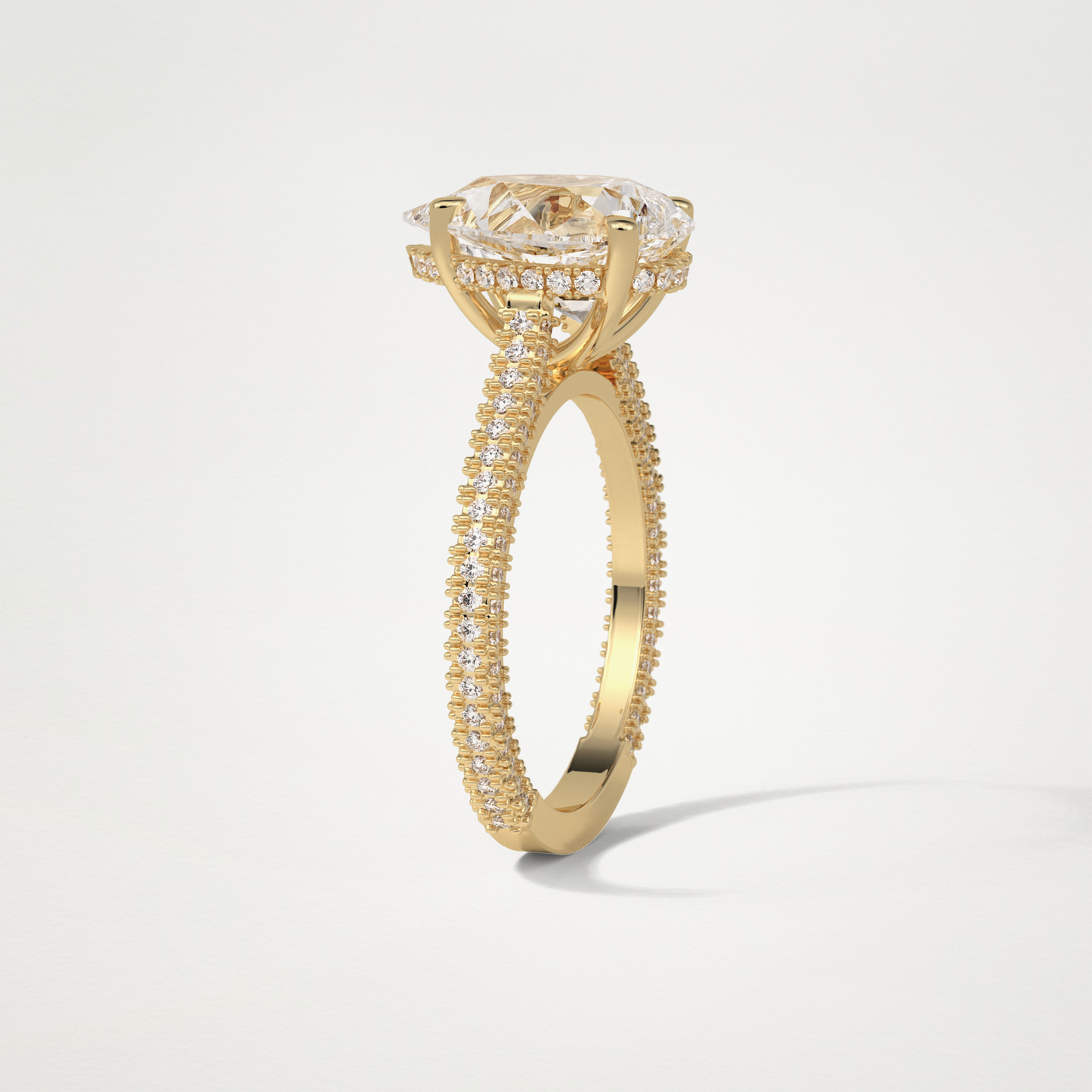 Pear Hidden Halo & Pave Moissanite Engagement Ring – 3.1 CT Lab-Created Brilliance in 10K/14K/18K Gold