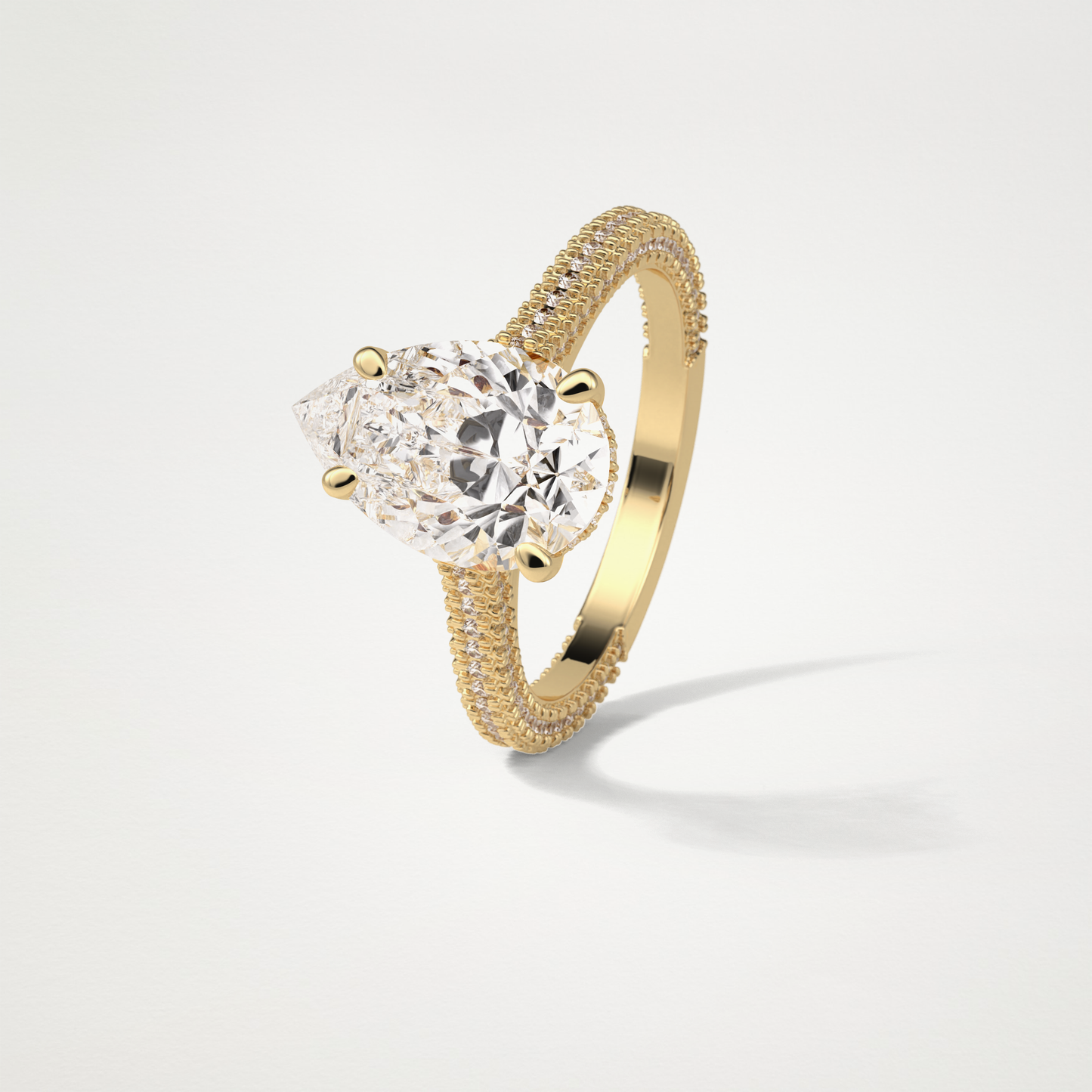 Pear Hidden Halo & Pave Moissanite Engagement Ring – 3.1 CT Lab-Created Brilliance in 10K/14K/18K Gold