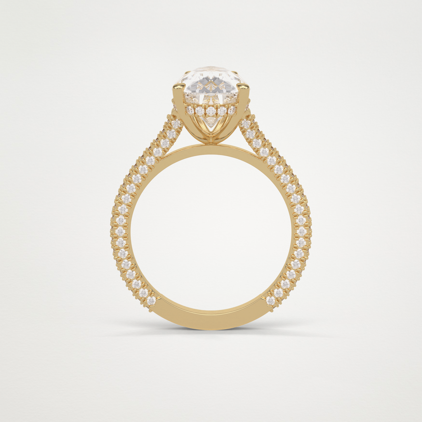 Pear Hidden Halo & Pave Moissanite Engagement Ring – 3.1 CT Lab-Created Brilliance in 10K/14K/18K Gold
