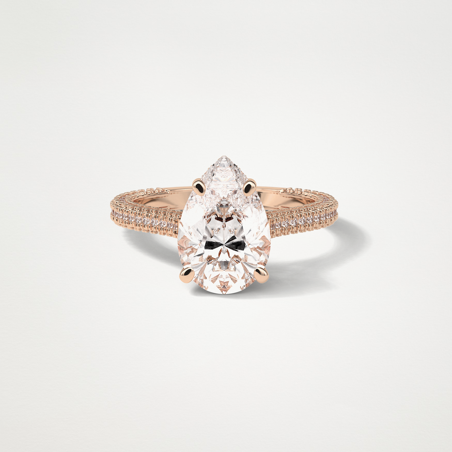 Pear Hidden Halo & Pave Moissanite Engagement Ring – 3.1 CT Lab-Created Brilliance in 10K/14K/18K Gold