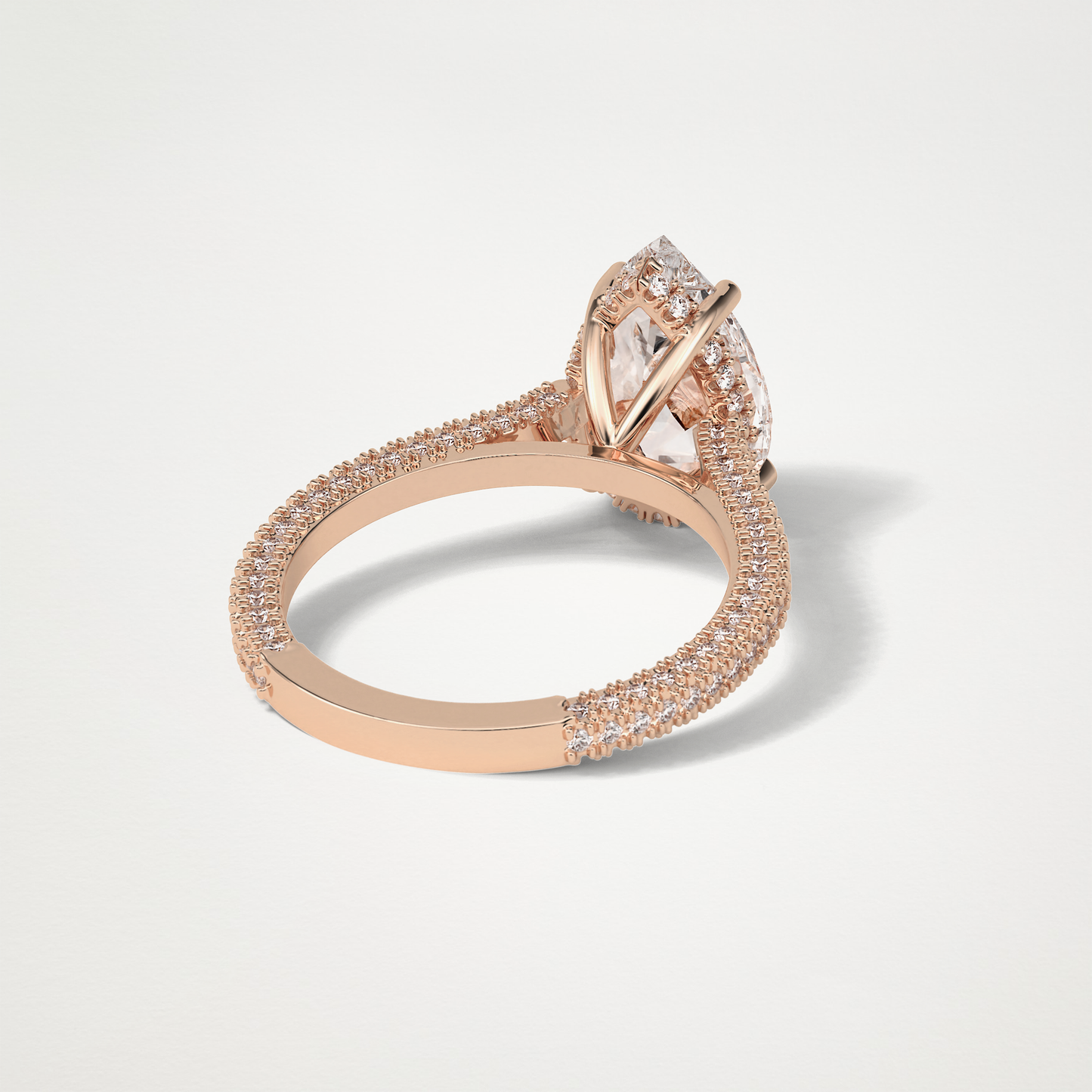 Pear Hidden Halo & Pave Moissanite Engagement Ring – 3.1 CT Lab-Created Brilliance in 10K/14K/18K Gold