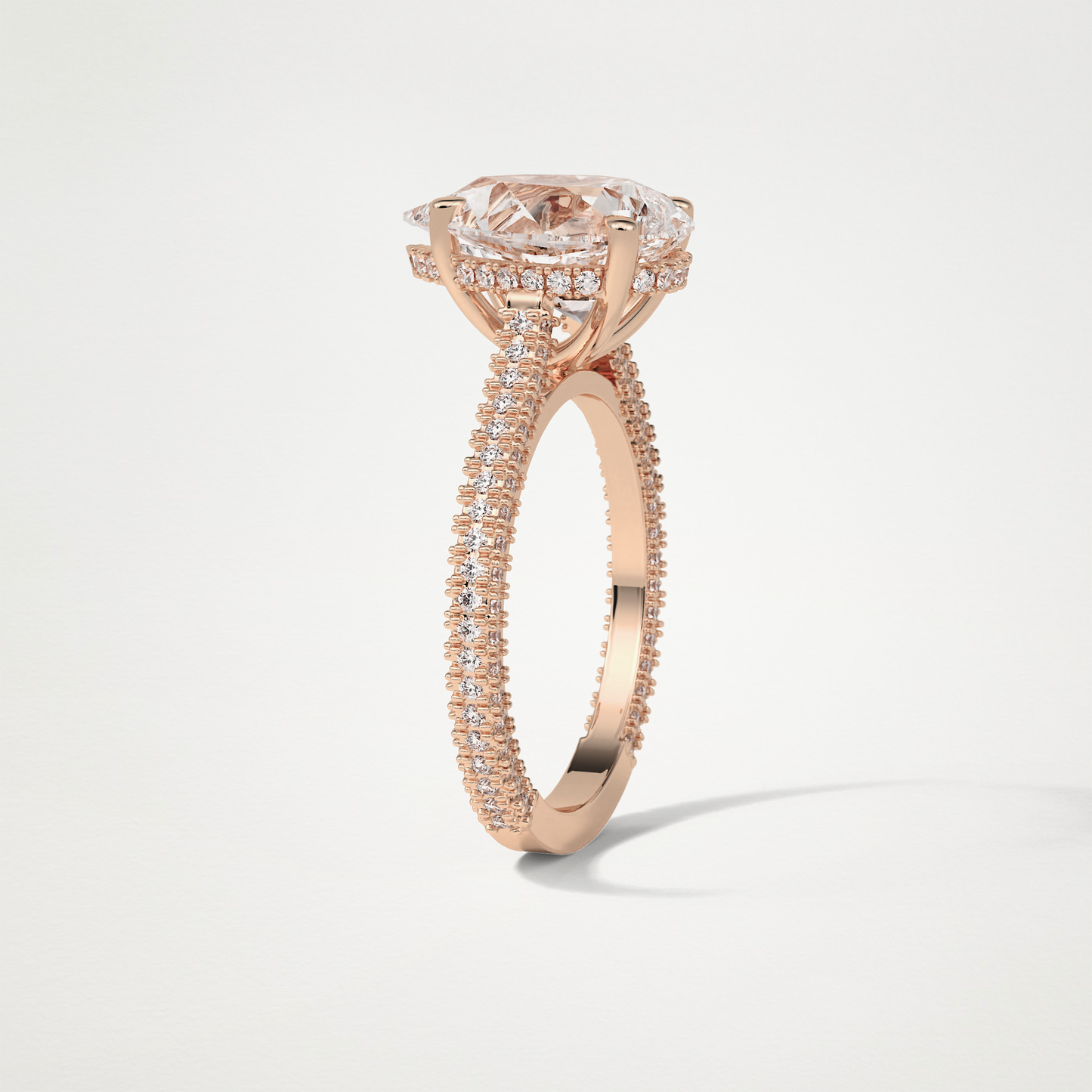 Pear Hidden Halo & Pave Moissanite Engagement Ring – 3.1 CT Lab-Created Brilliance in 10K/14K/18K Gold