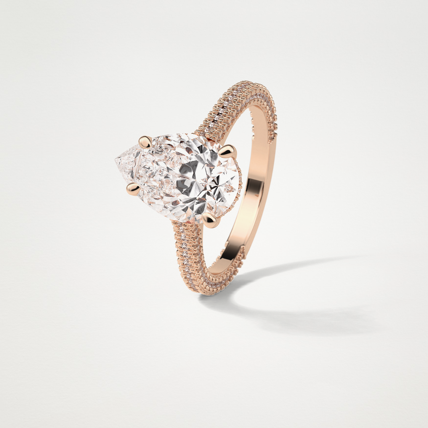 Pear Hidden Halo & Pave Moissanite Engagement Ring – 3.1 CT Lab-Created Brilliance in 10K/14K/18K Gold