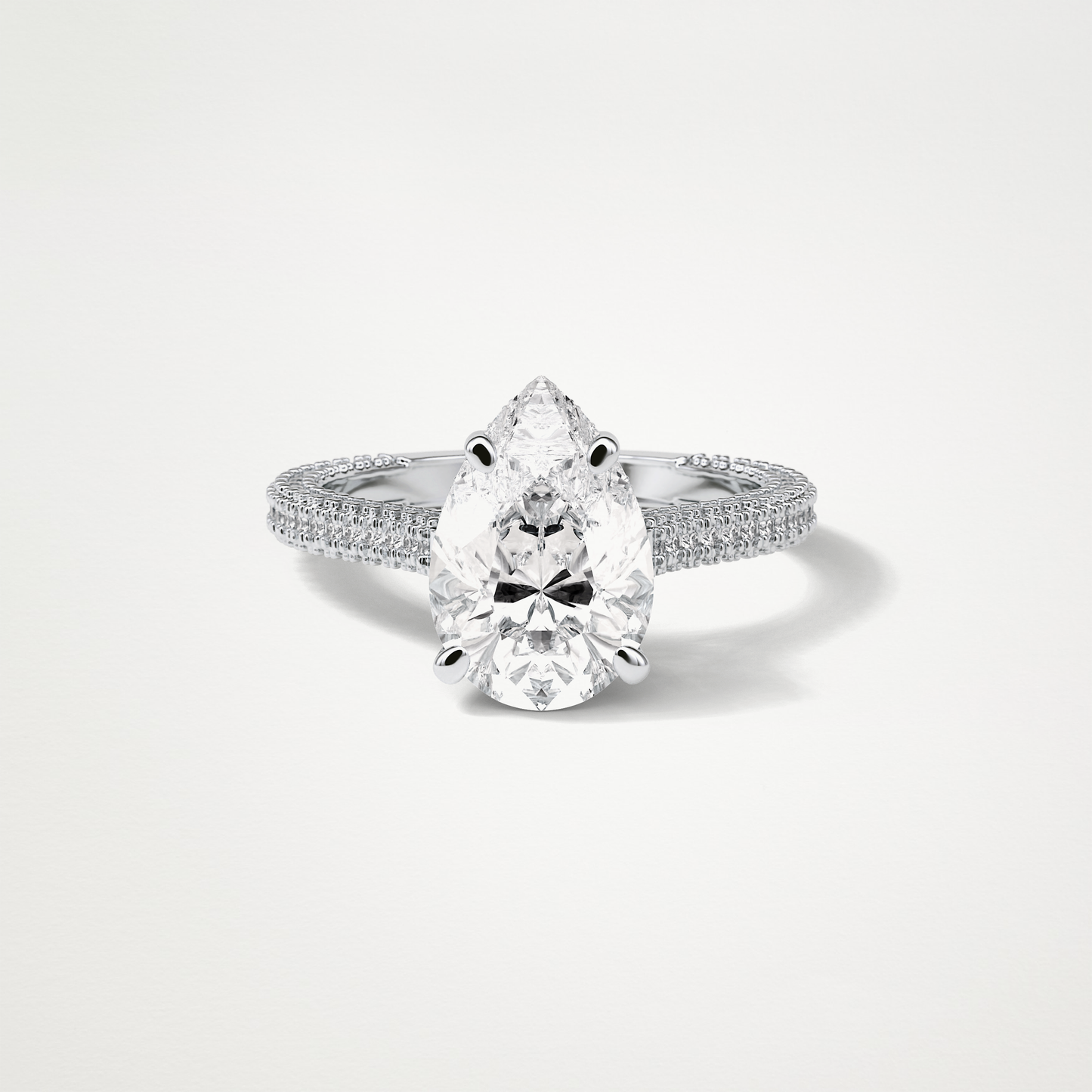 Pear Hidden Halo & Pave Moissanite Engagement Ring – 3.1 CT Lab-Created Brilliance in 10K/14K/18K Gold