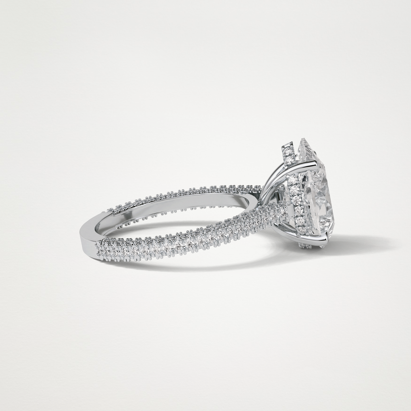 Pear Hidden Halo & Pave Moissanite Engagement Ring – 3.1 CT Lab-Created Brilliance in 10K/14K/18K Gold