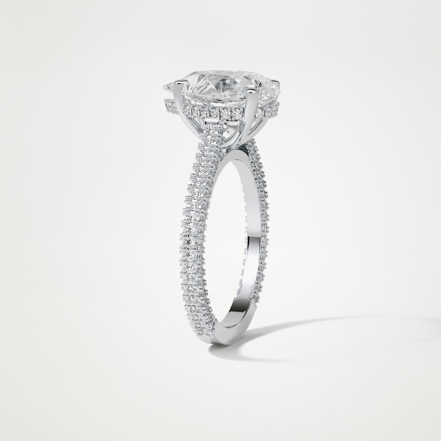 Pear Hidden Halo & Pave Moissanite Engagement Ring – 3.1 CT Lab-Created Brilliance in 10K/14K/18K Gold