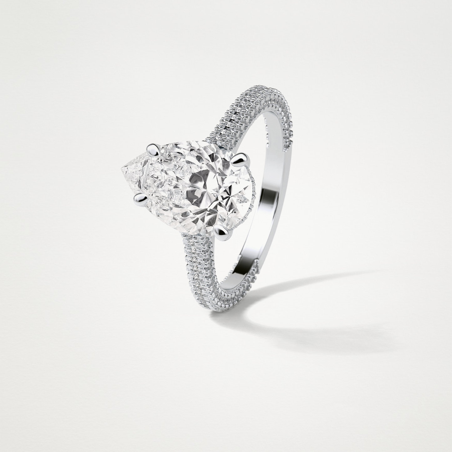 Pear Hidden Halo & Pave Moissanite Engagement Ring – 3.1 CT Lab-Created Brilliance in 10K/14K/18K Gold