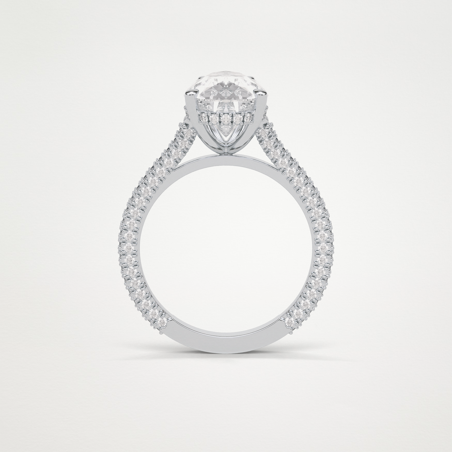 Pear Hidden Halo & Pave Moissanite Engagement Ring – 3.1 CT Lab-Created Brilliance in 10K/14K/18K Gold