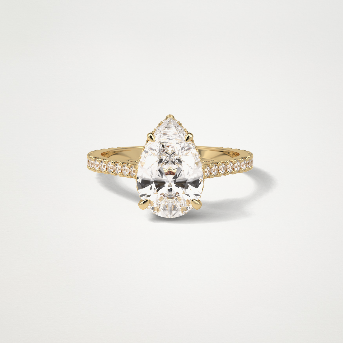 Pear Hidden Halo & Pave Moissanite Engagement Ring – 2.8 CT Lab-Created Brilliance in 10K/14K/18K Gold