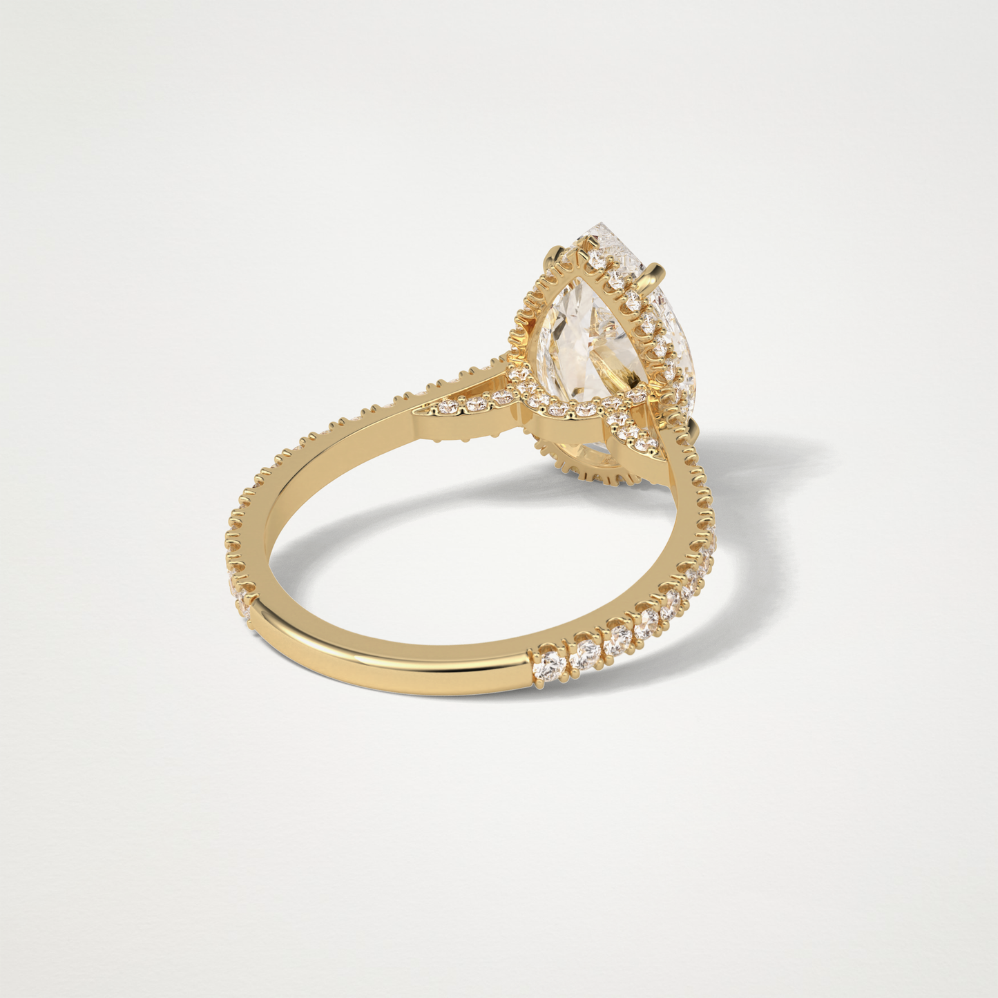Pear Hidden Halo & Pave Moissanite Engagement Ring – 2.8 CT Lab-Created Brilliance in 10K/14K/18K Gold