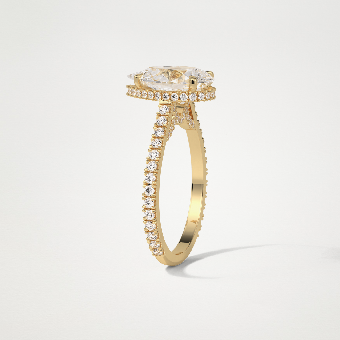 Pear Hidden Halo & Pave Moissanite Engagement Ring – 2.8 CT Lab-Created Brilliance in 10K/14K/18K Gold