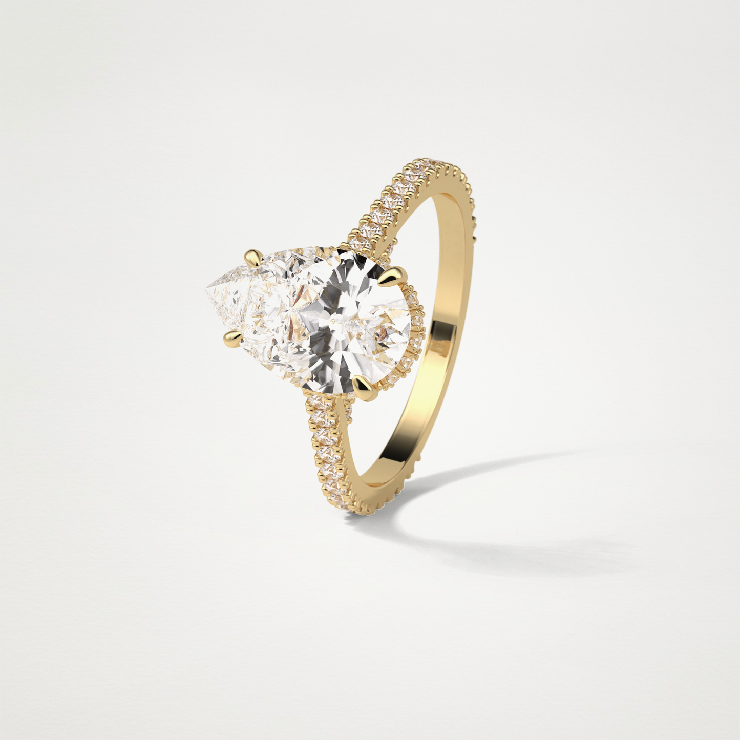 Pear Hidden Halo & Pave Moissanite Engagement Ring – 2.8 CT Lab-Created Brilliance in 10K/14K/18K Gold