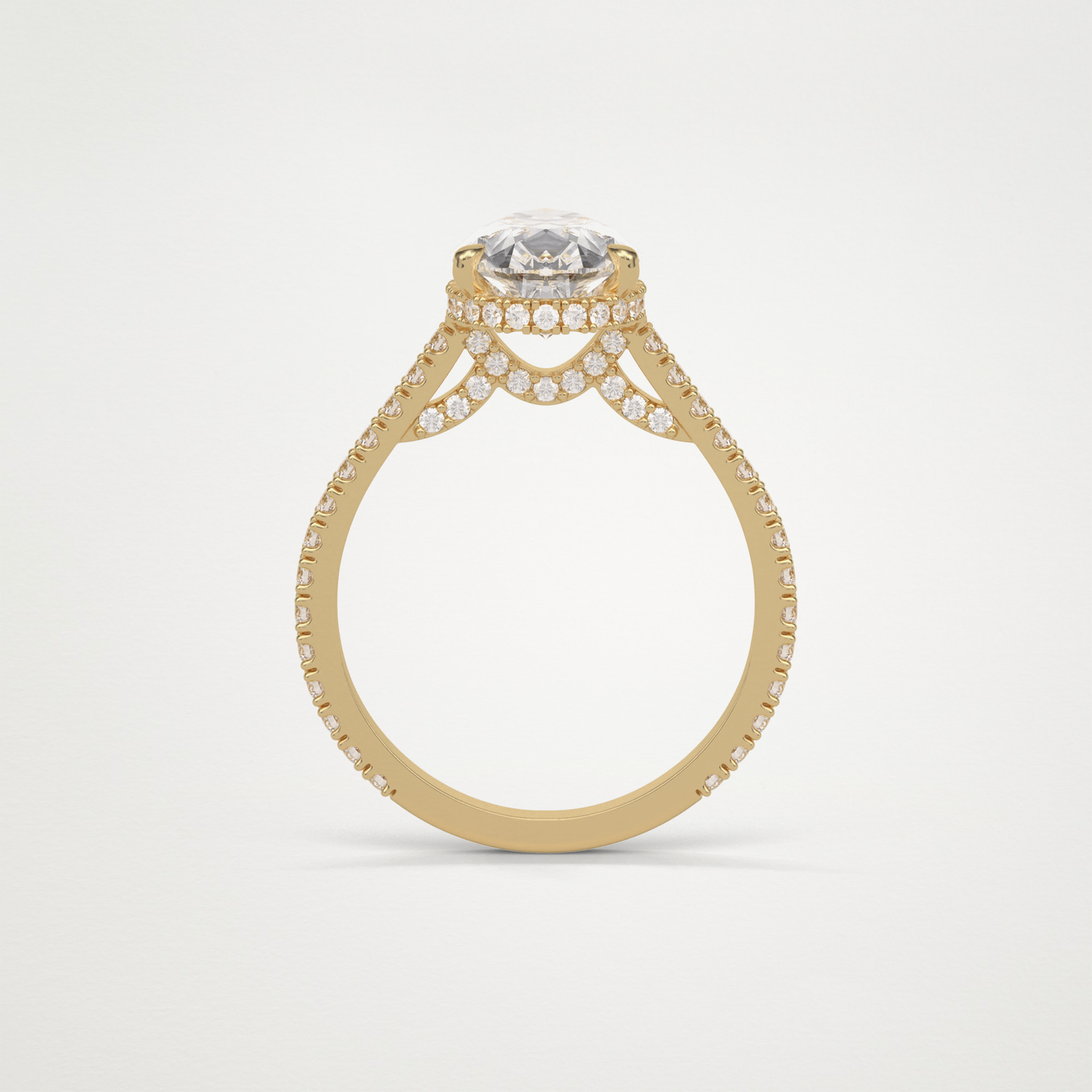 Pear Hidden Halo & Pave Moissanite Engagement Ring – 2.8 CT Lab-Created Brilliance in 10K/14K/18K Gold