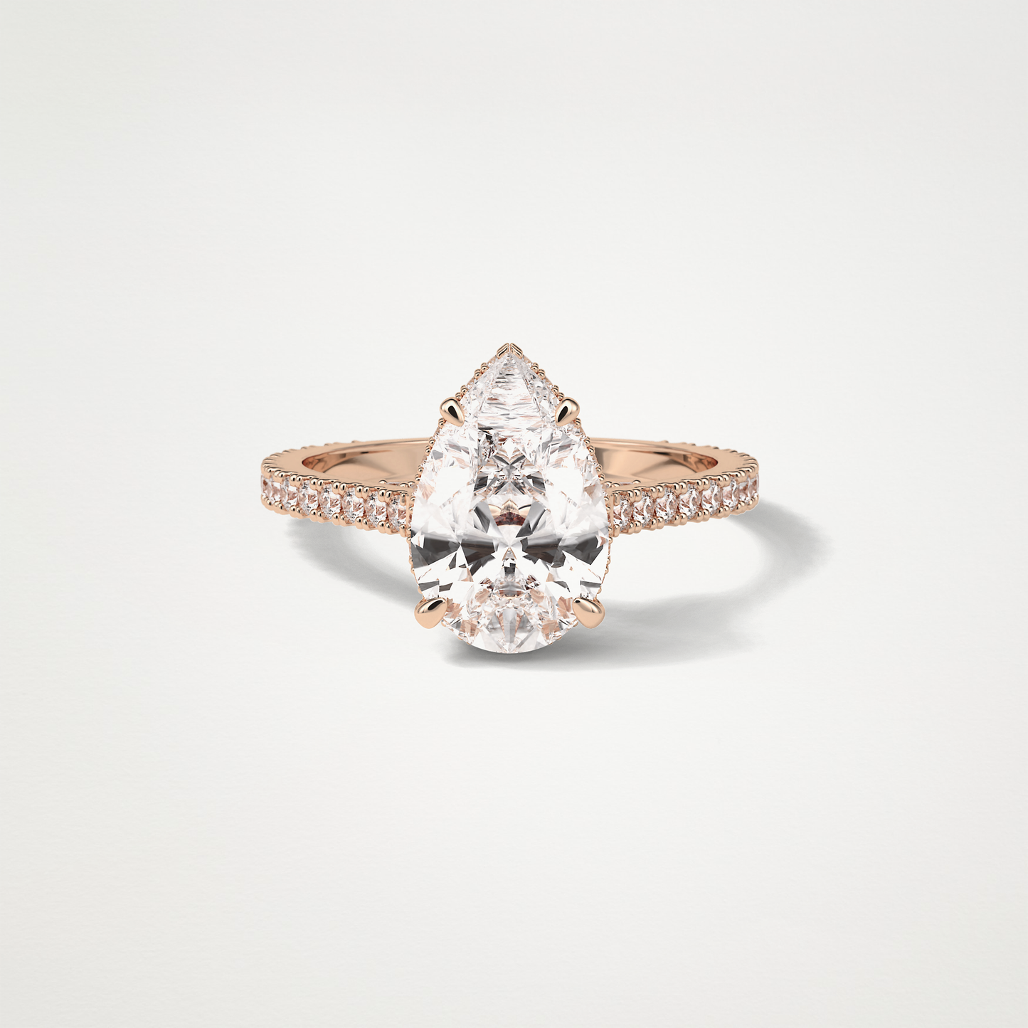 Pear Hidden Halo & Pave Moissanite Engagement Ring – 2.8 CT Lab-Created Brilliance in 10K/14K/18K Gold