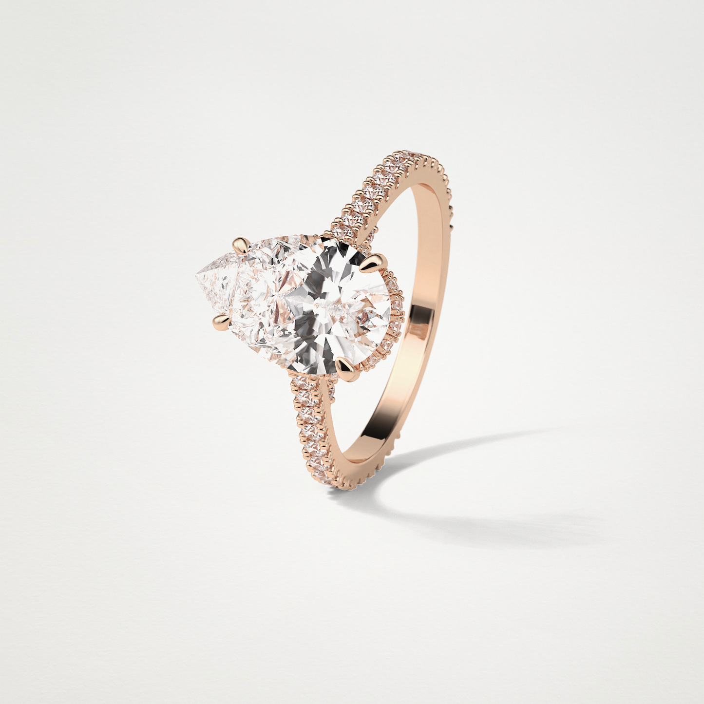 Pear Hidden Halo & Pave Moissanite Engagement Ring – 2.8 CT Lab-Created Brilliance in 10K/14K/18K Gold