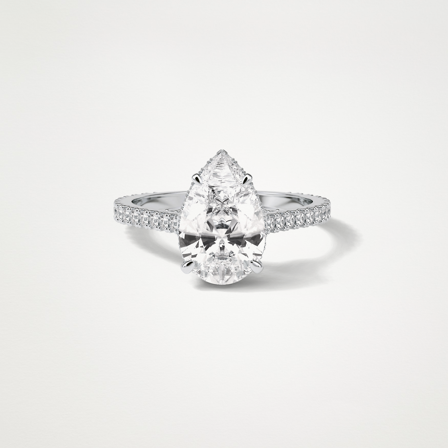 Pear Hidden Halo & Pave Moissanite Engagement Ring – 2.8 CT Lab-Created Brilliance in 10K/14K/18K Gold