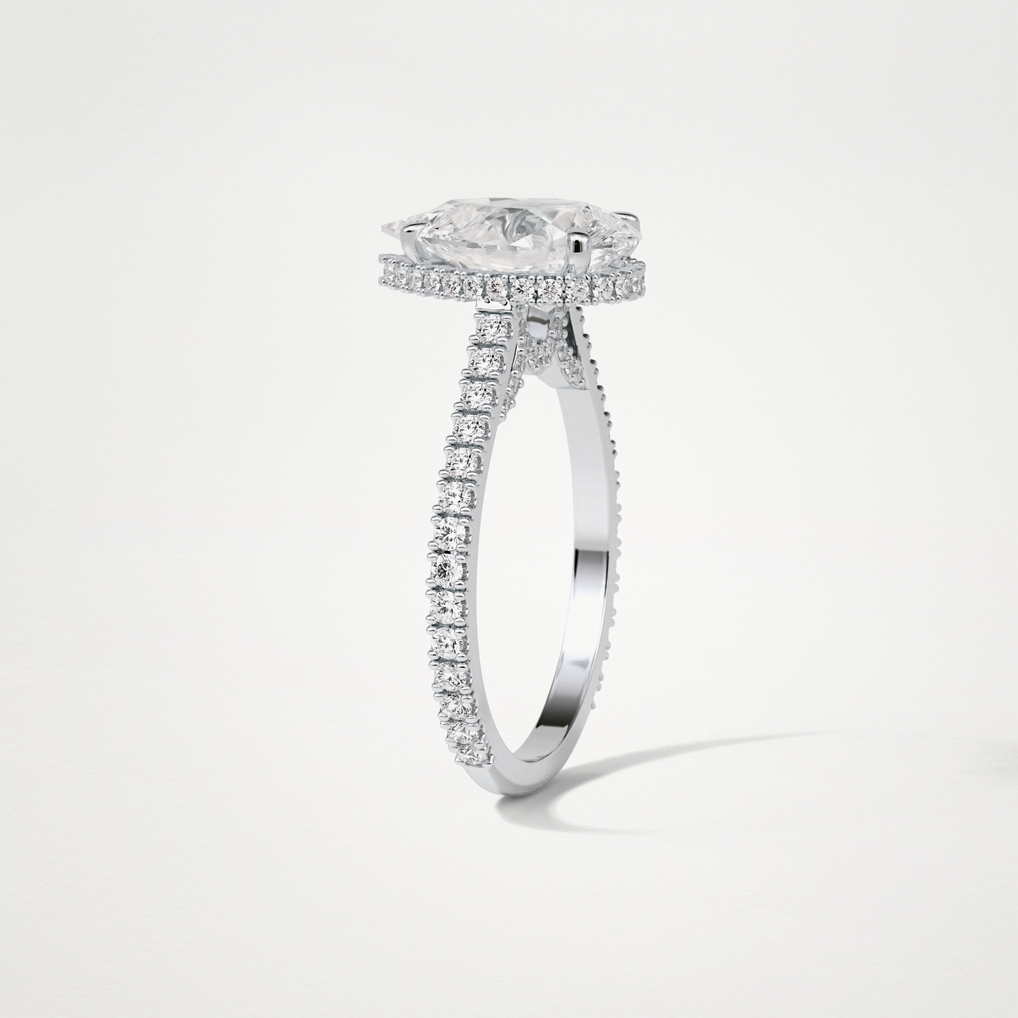 Pear Hidden Halo & Pave Moissanite Engagement Ring – 2.8 CT Lab-Created Brilliance in 10K/14K/18K Gold