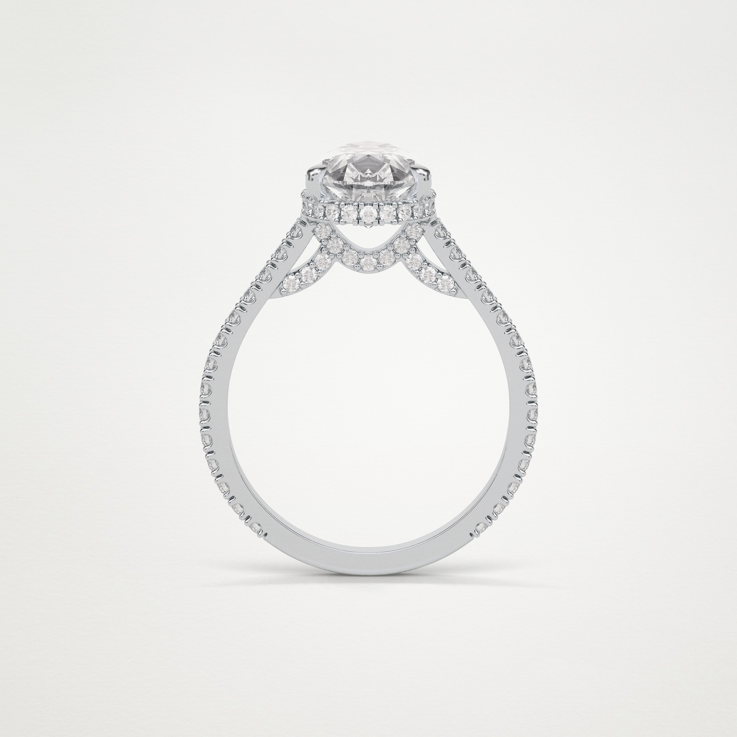 Pear Hidden Halo & Pave Moissanite Engagement Ring – 2.8 CT Lab-Created Brilliance in 10K/14K/18K Gold