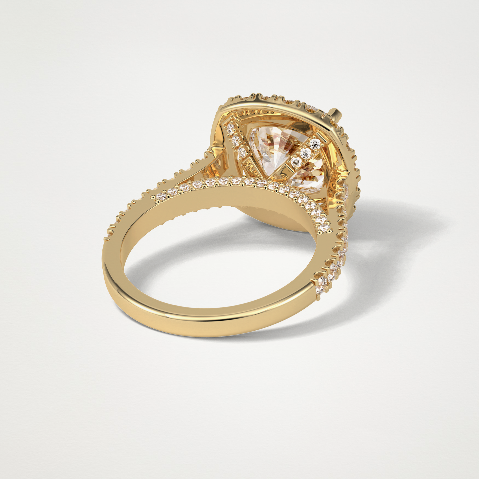 Cushion Halo & Pave Moissanite Engagement Ring – 4 CT Lab-Created Brilliance in 10K/14K/18K Gold )