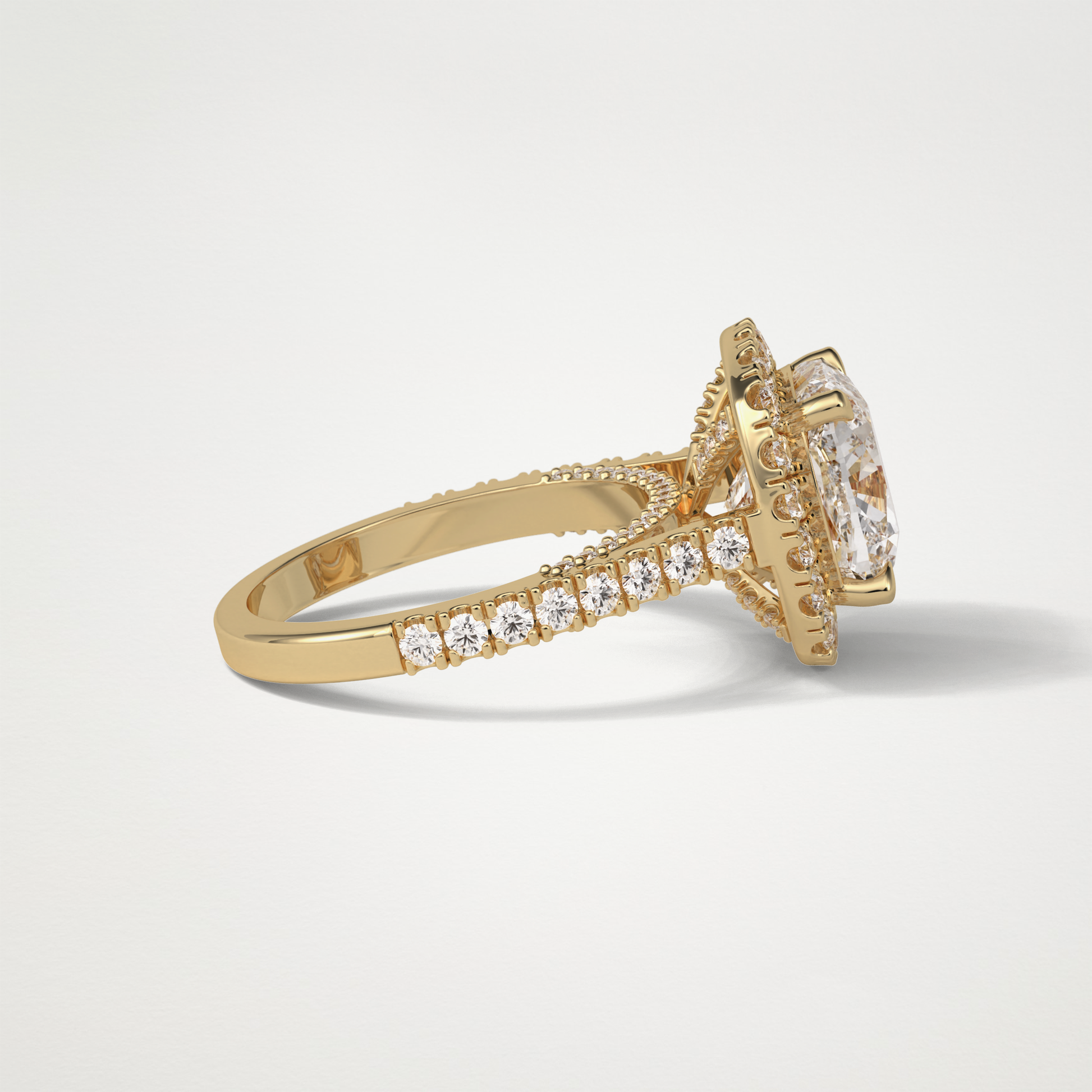 Cushion Halo & Pave Moissanite Engagement Ring – 4 CT Lab-Created Brilliance in 10K/14K/18K Gold )