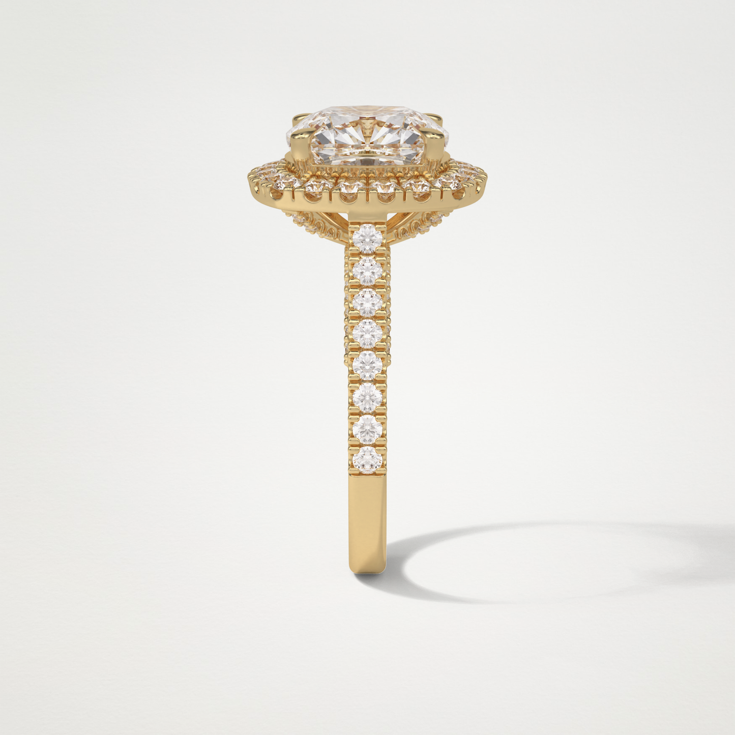 Cushion Halo & Pave Moissanite Engagement Ring – 4 CT Lab-Created Brilliance in 10K/14K/18K Gold )