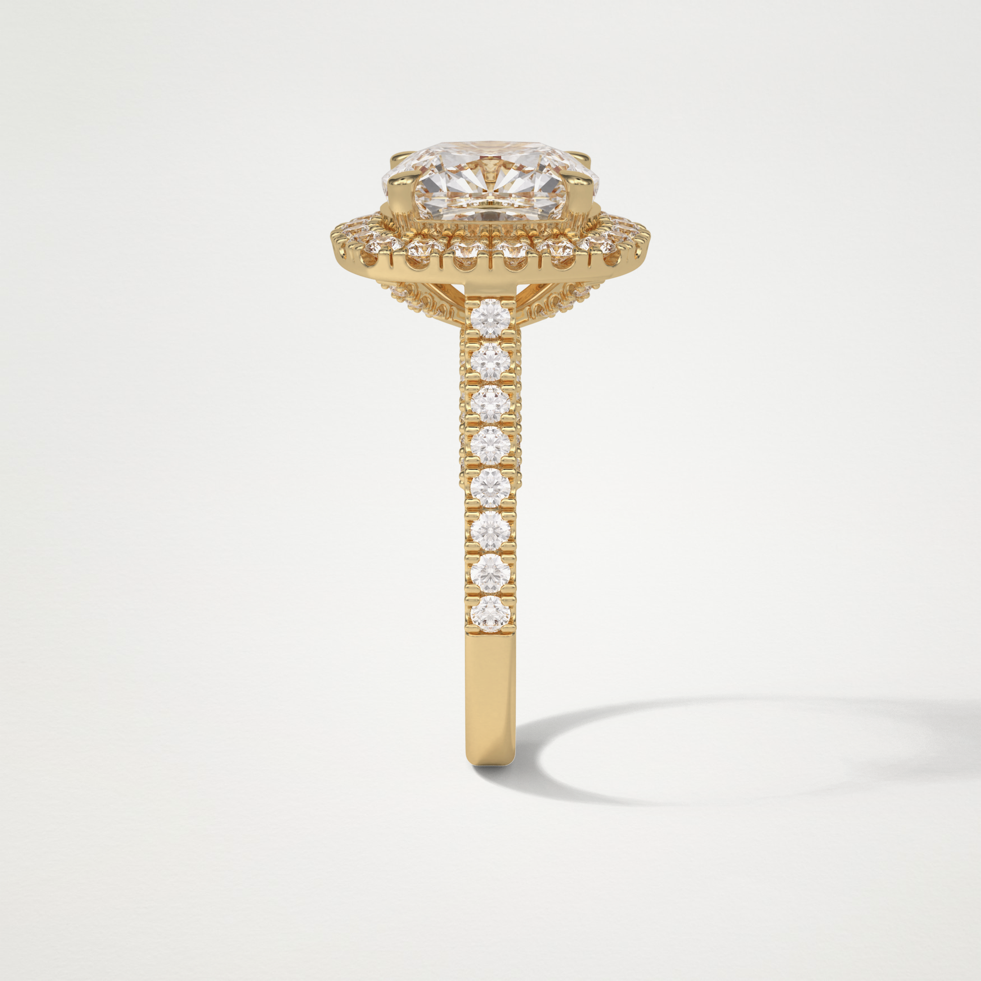 Cushion Halo & Pave Moissanite Engagement Ring – 4 CT Lab-Created Brilliance in 10K/14K/18K Gold )
