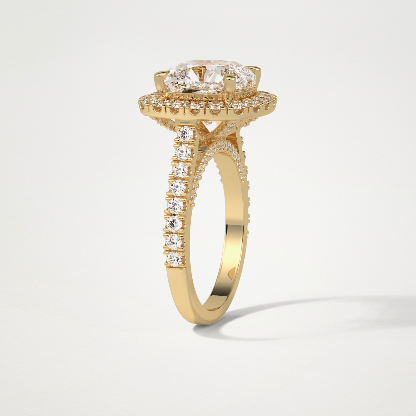 Cushion Halo & Pave Moissanite Engagement Ring – 4 CT Lab-Created Brilliance in 10K/14K/18K Gold )