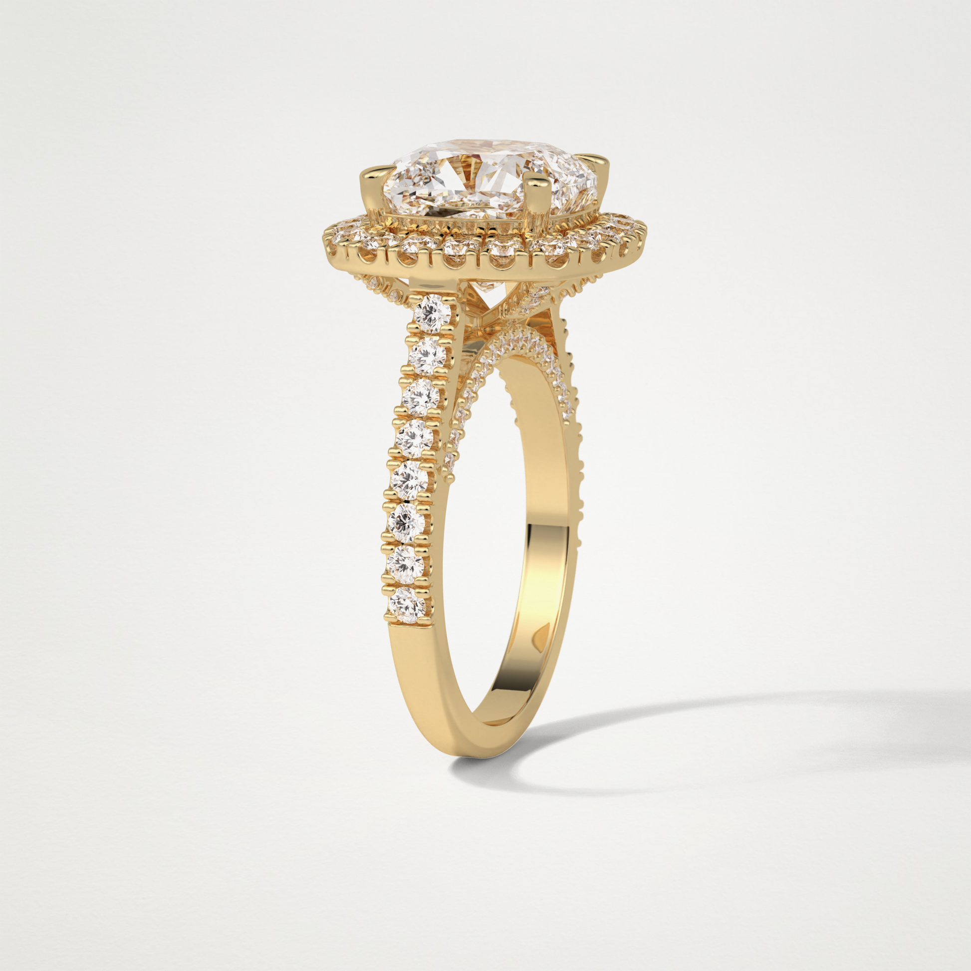 Cushion Halo & Pave Moissanite Engagement Ring – 4 CT Lab-Created Brilliance in 10K/14K/18K Gold )