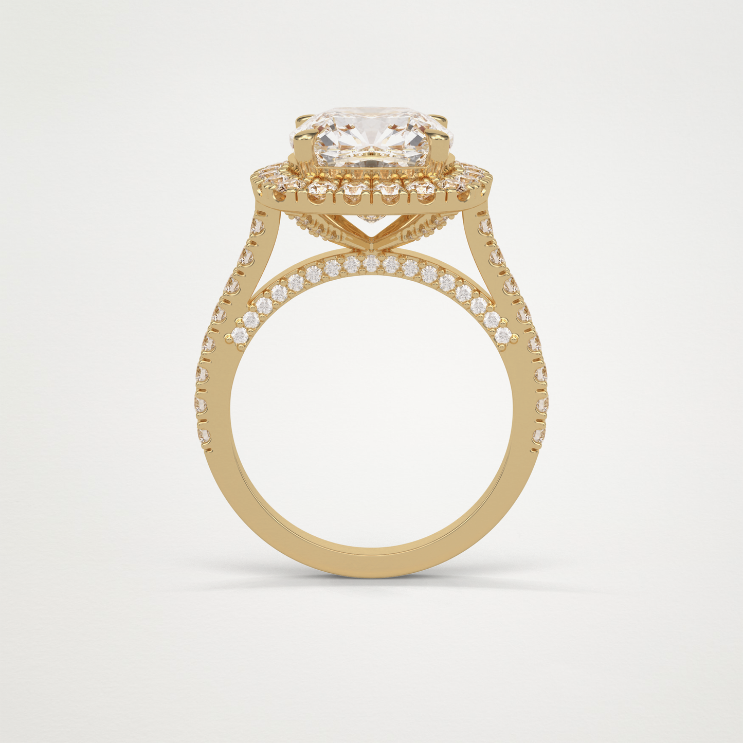 Cushion Halo & Pave Moissanite Engagement Ring – 4 CT Lab-Created Brilliance in 10K/14K/18K Gold )