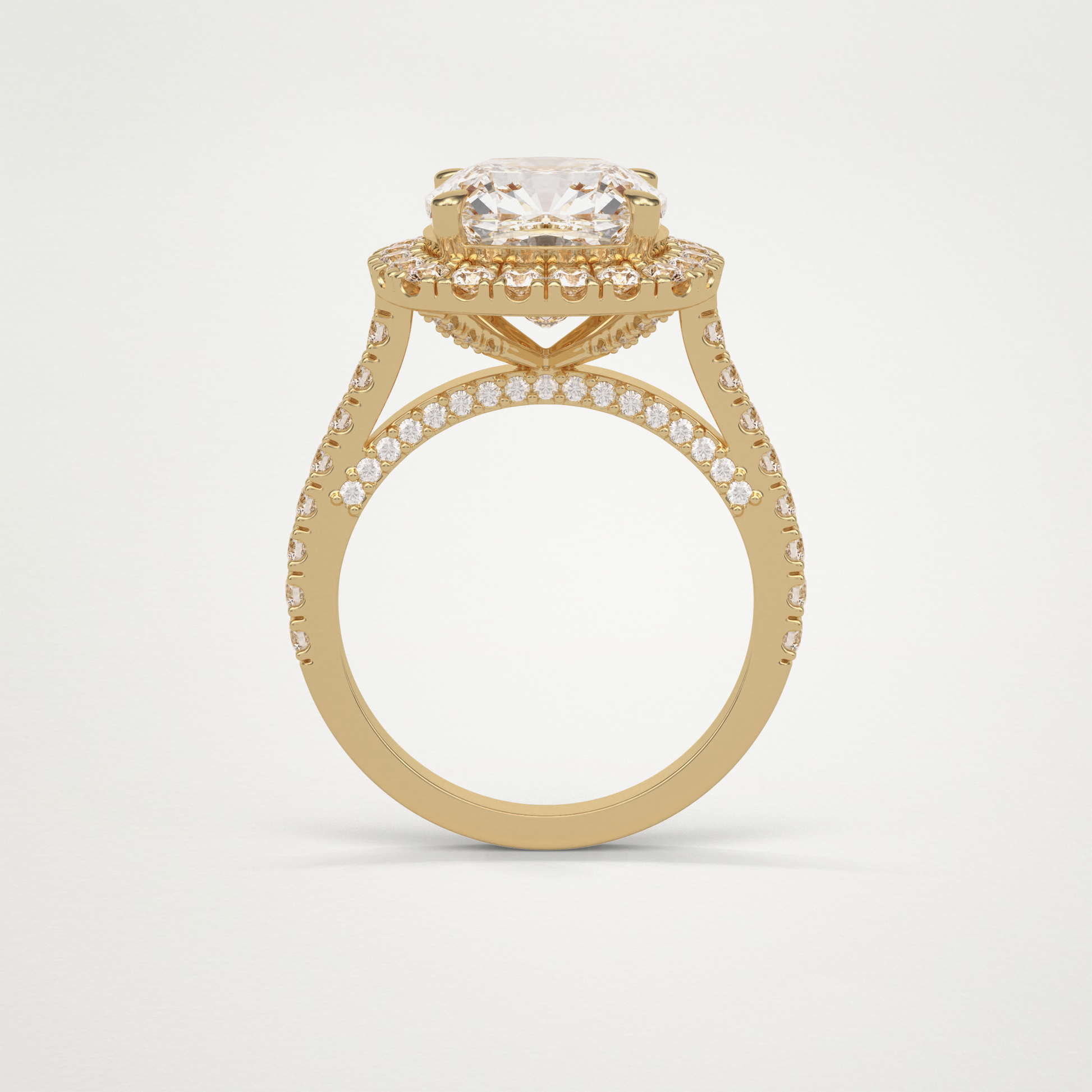 Cushion Halo & Pave Moissanite Engagement Ring – 4 CT Lab-Created Brilliance in 10K/14K/18K Gold )