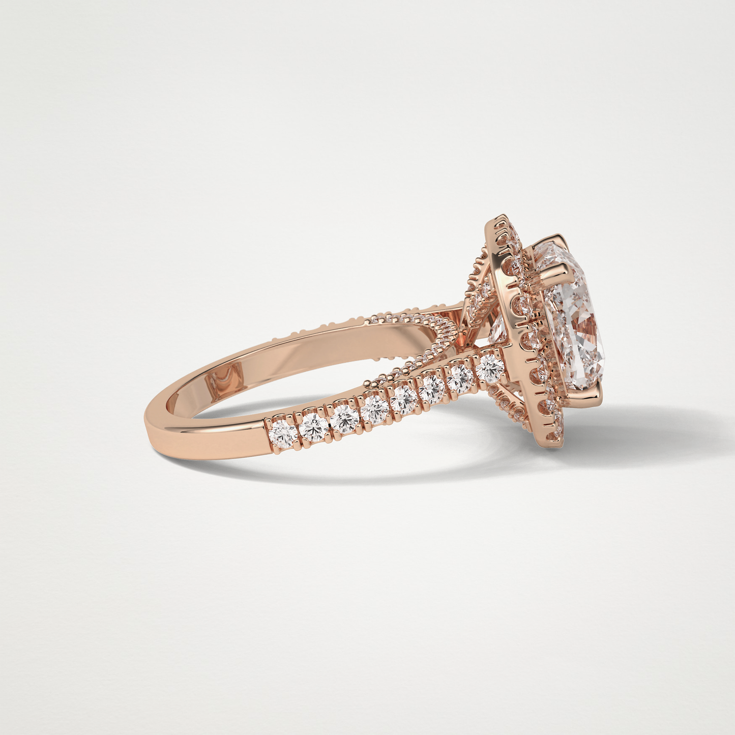 Cushion Halo & Pave Moissanite Engagement Ring – 4 CT Lab-Created Brilliance in 10K/14K/18K Gold )