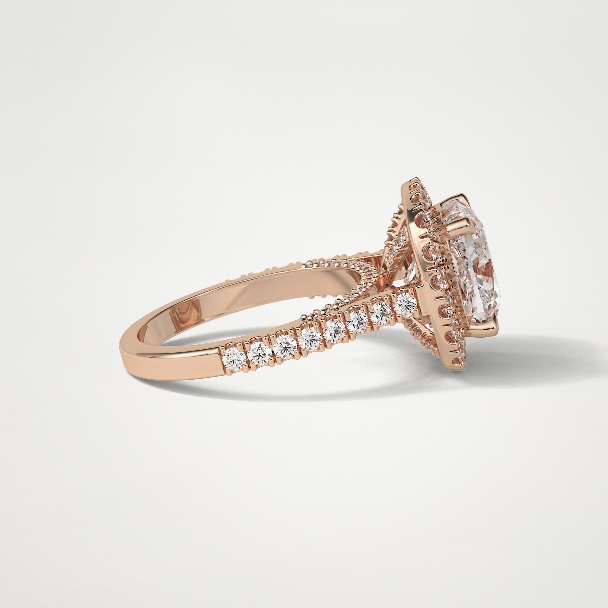 Cushion Halo & Pave Moissanite Engagement Ring – 4 CT Lab-Created Brilliance in 10K/14K/18K Gold )