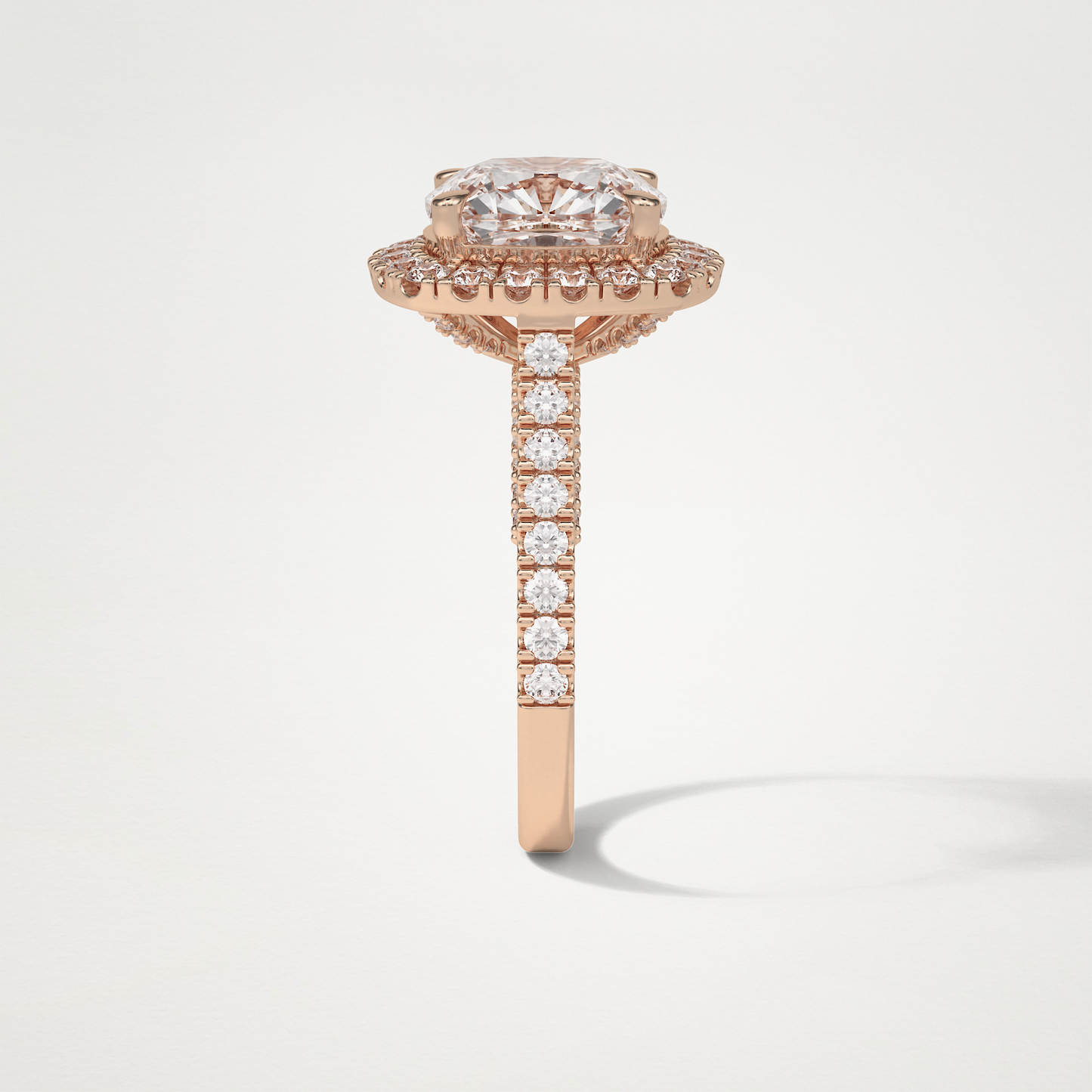 Cushion Halo & Pave Moissanite Engagement Ring – 4 CT Lab-Created Brilliance in 10K/14K/18K Gold )