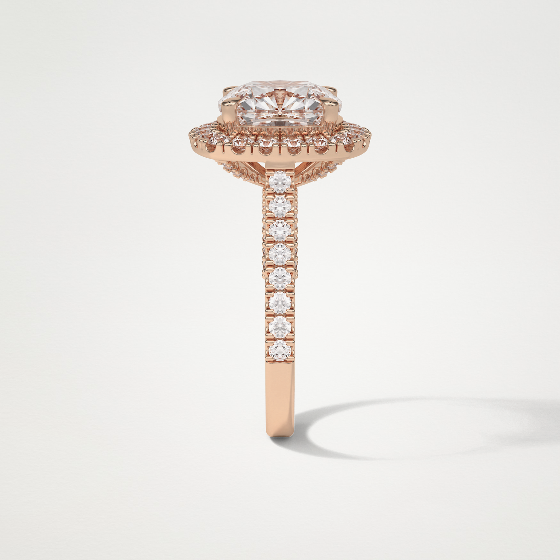 Cushion Halo & Pave Moissanite Engagement Ring – 4 CT Lab-Created Brilliance in 10K/14K/18K Gold )