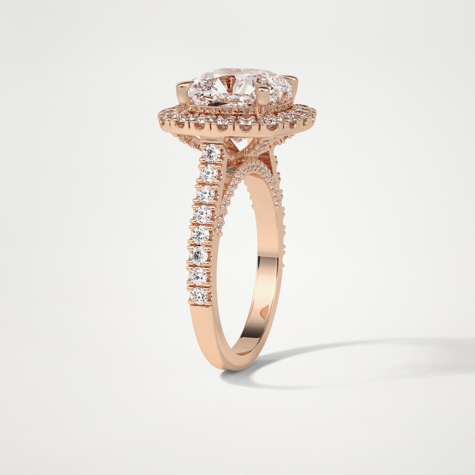 Cushion Halo & Pave Moissanite Engagement Ring – 4 CT Lab-Created Brilliance in 10K/14K/18K Gold )