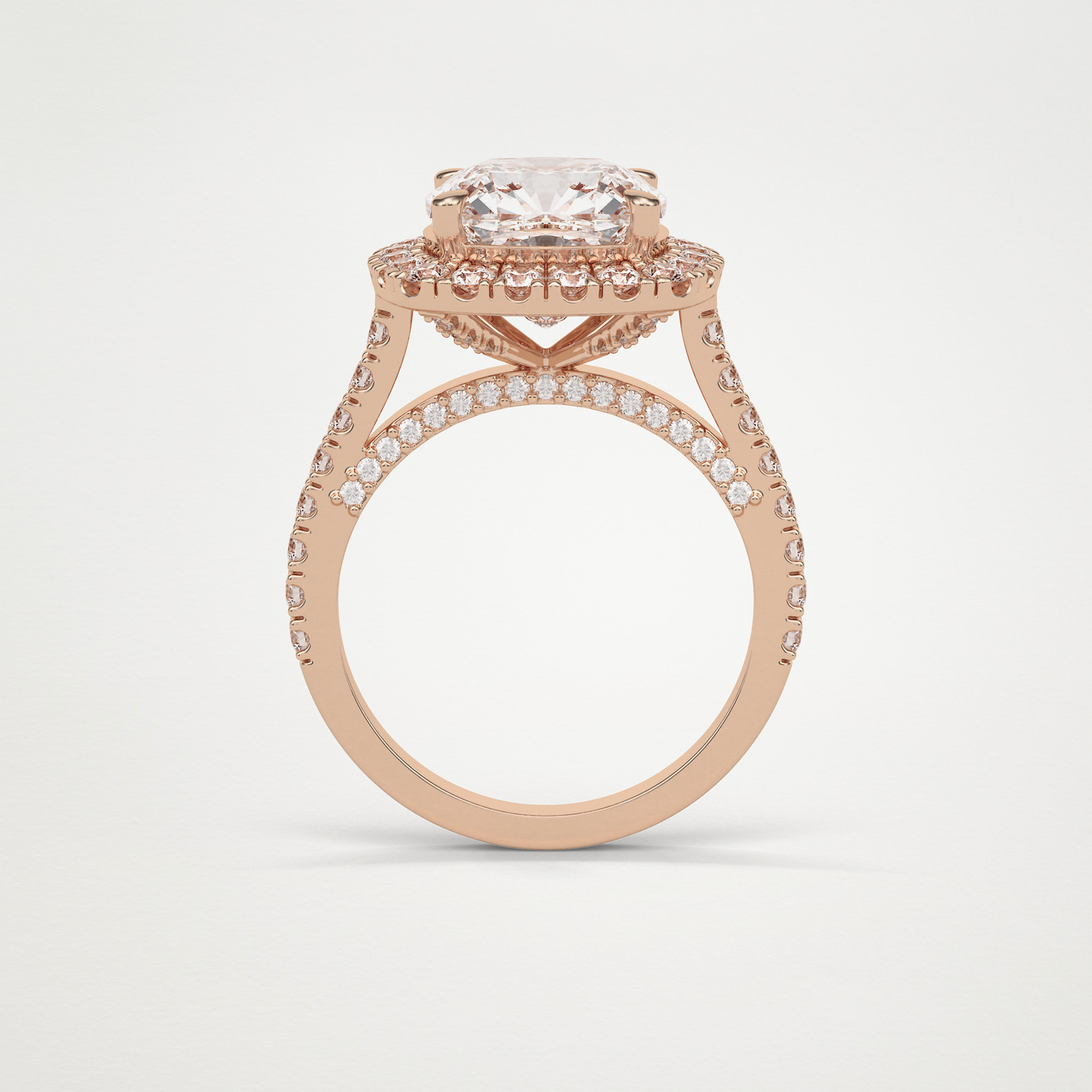 Cushion Halo & Pave Moissanite Engagement Ring – 4 CT Lab-Created Brilliance in 10K/14K/18K Gold )
